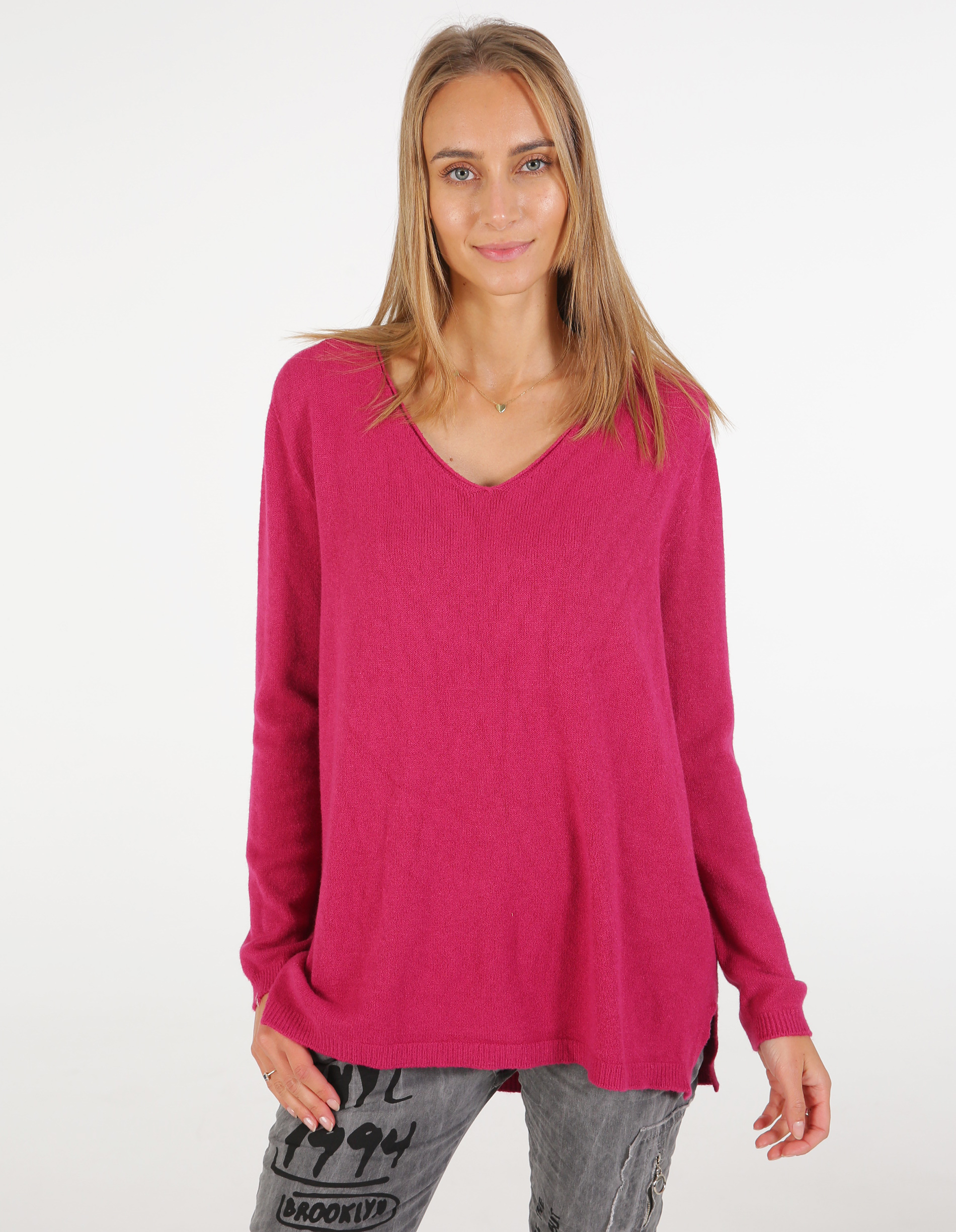 GŁADKI SWETER 8610-1 FUXIA