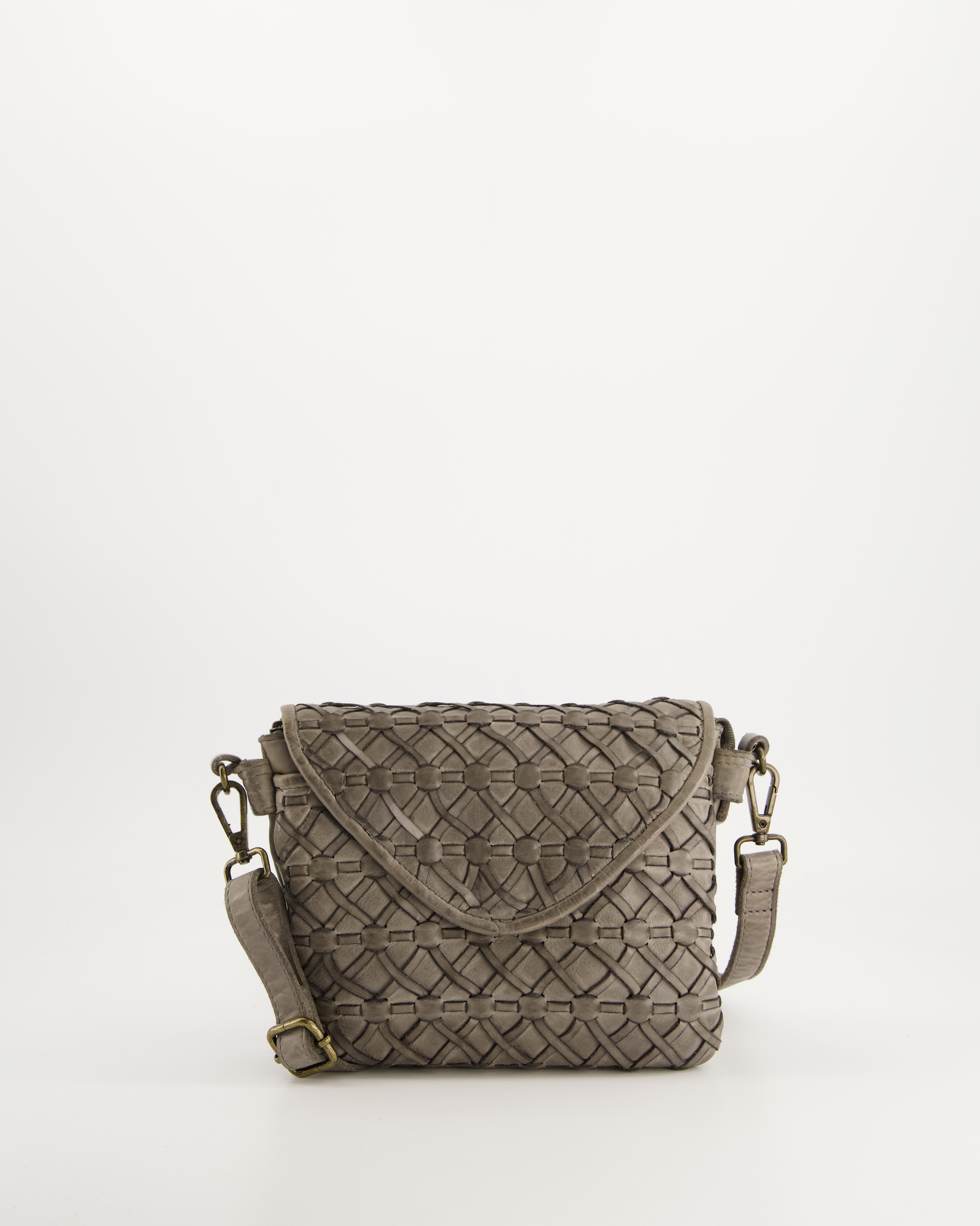 Szara torebka z plecionej skóry naturalnej