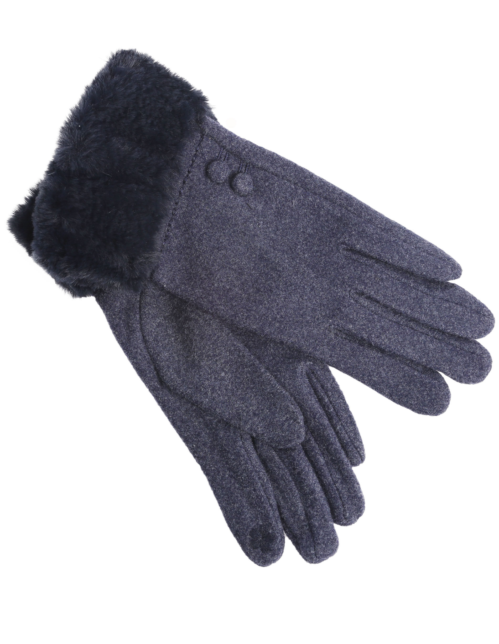 RĘKAWICZKI Z FUTRZANĄ APLIKACJĄ 164-FG3181 BLU