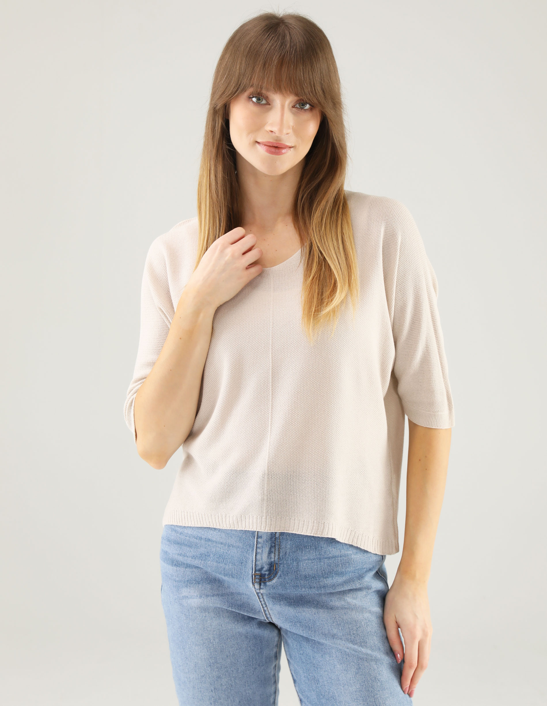 BEŻOWA BLUZKA Z DZIANINY 29-205 BE CH1181