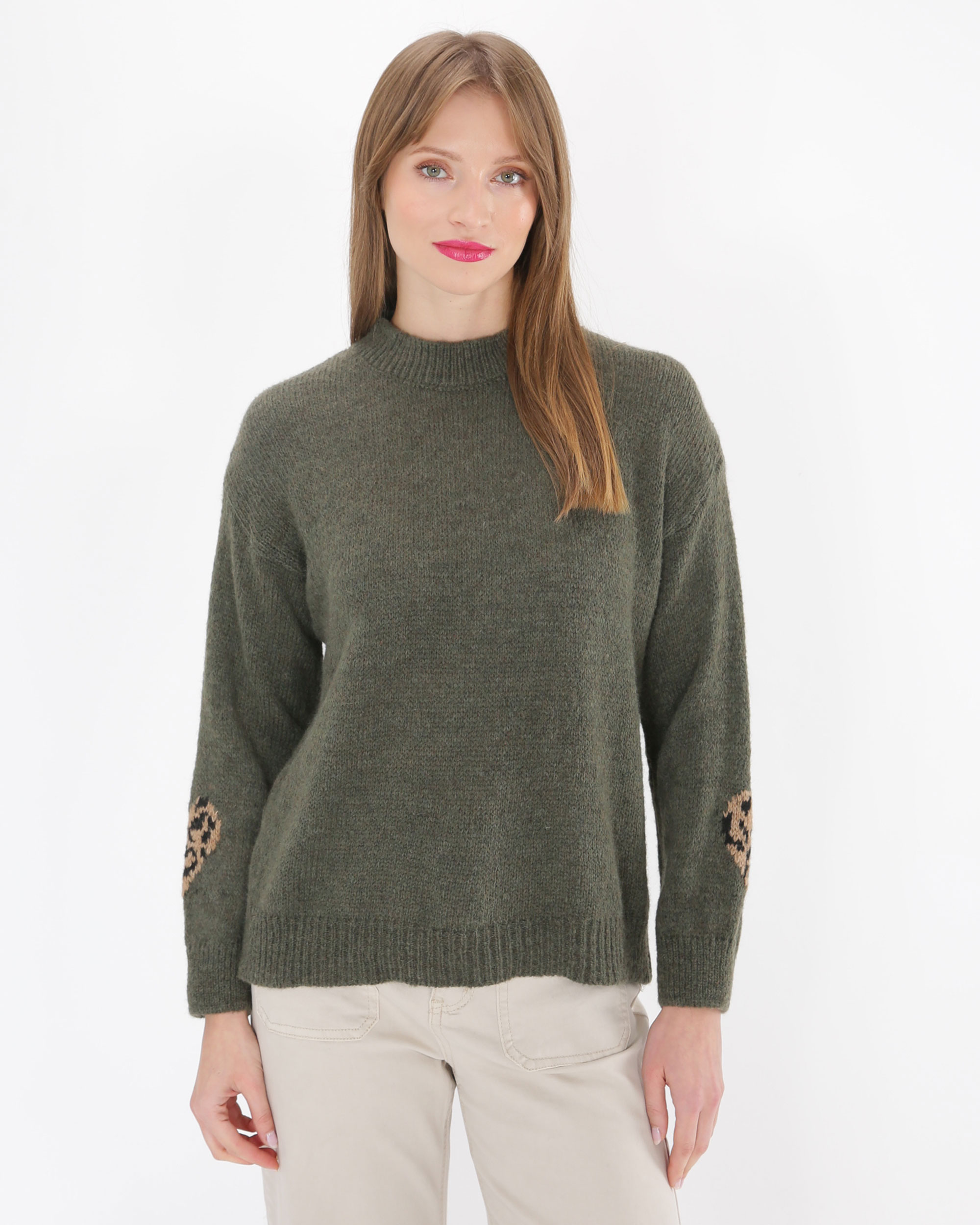 Zielony sweter z wełną