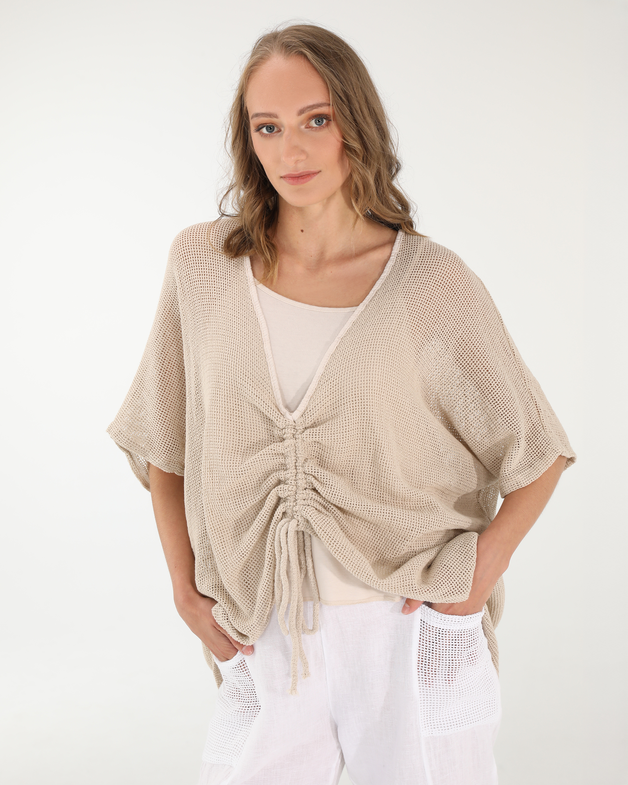 DWUCZĘŚCIOWA AŻUROWA BLUZKA 155-7069 SABBIA