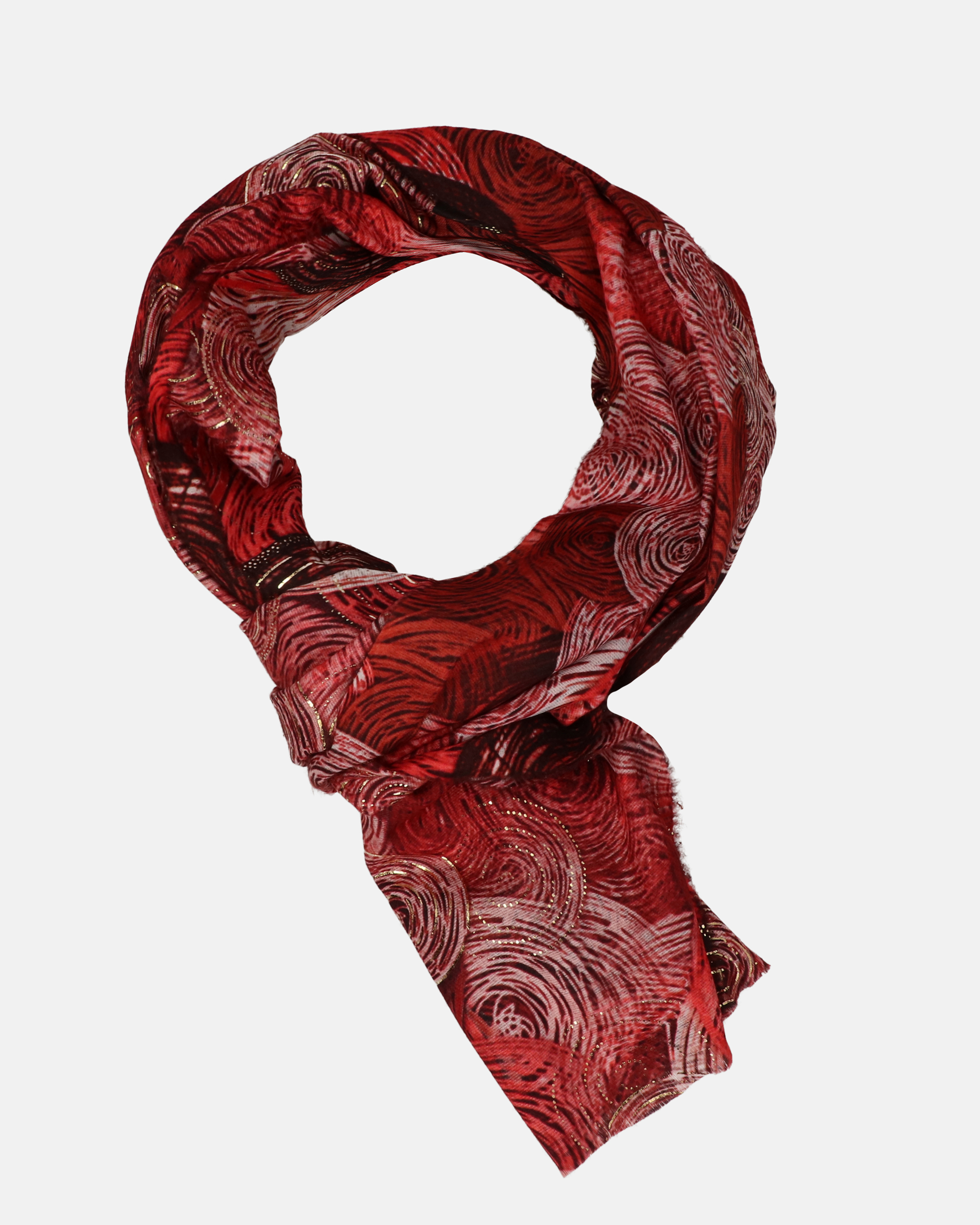 ZDOBIONY CZERWONY SZAL 135-112643 ROSSO