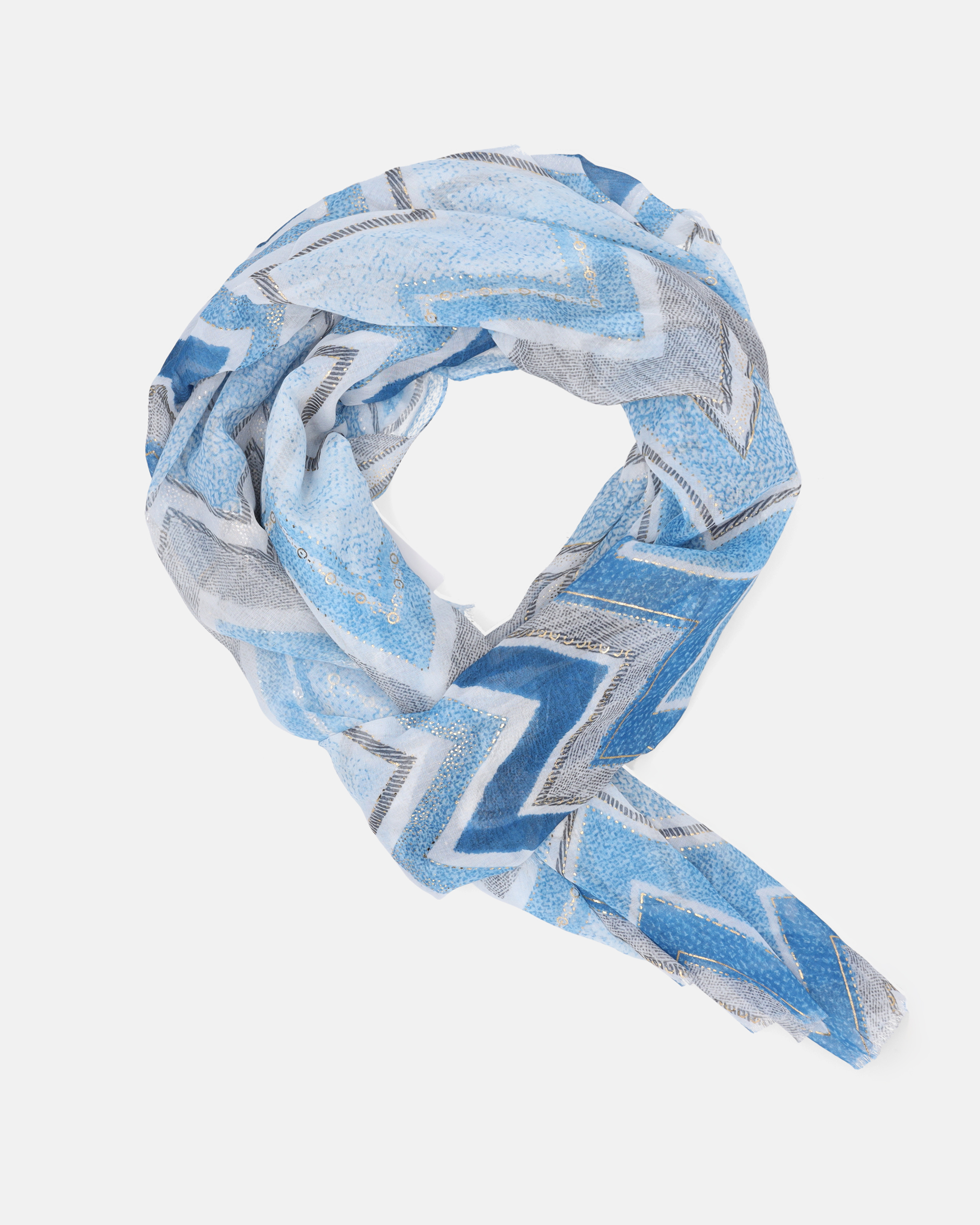 NIEBIESKI SZAL W ZYGZAK 135-112700 BLU