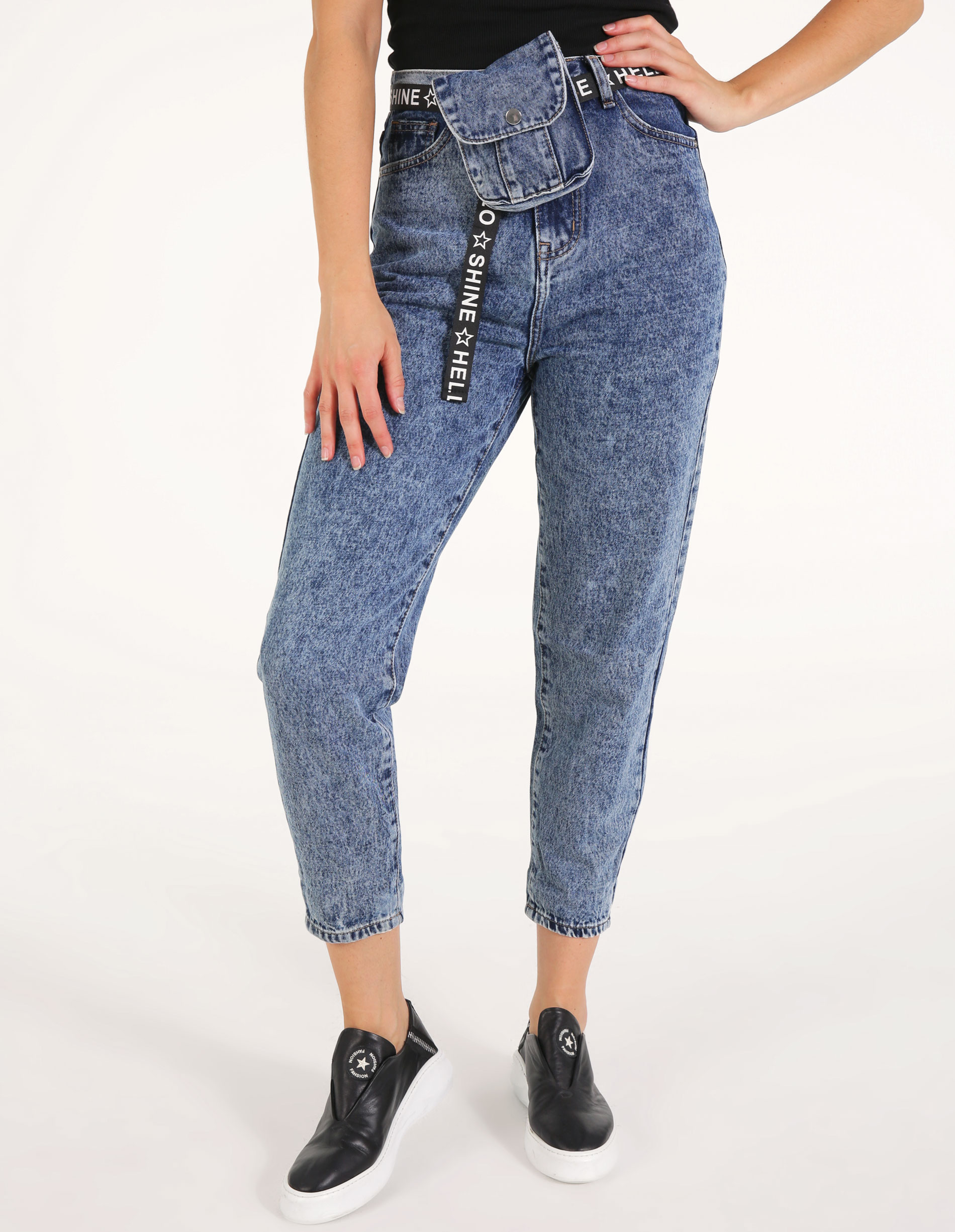 SPODNIE Z PASKIEM 70-F3795 BLU