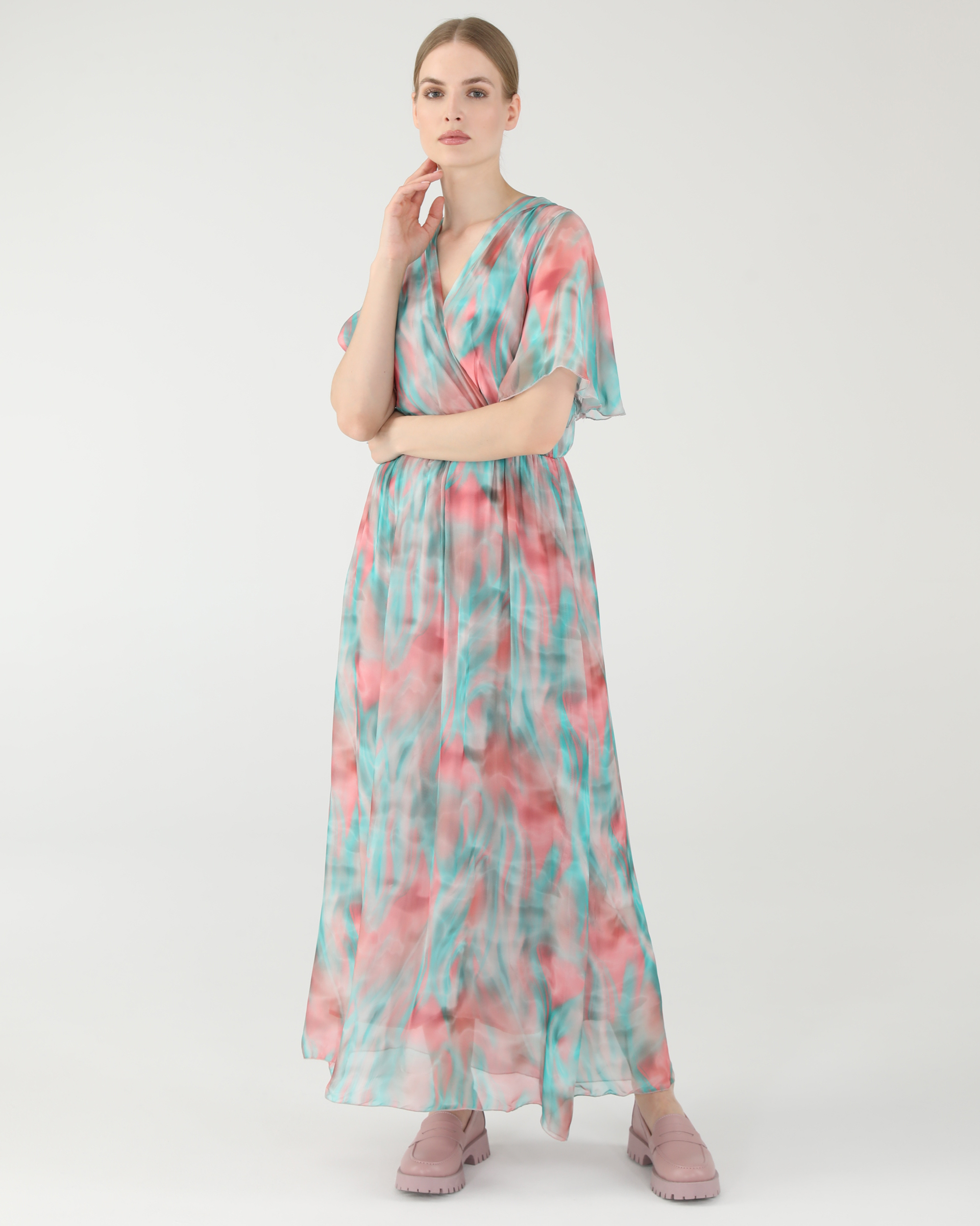 CIENIOWANA SUKIENKA Z JEDWABIEM 116-22261D ROSA