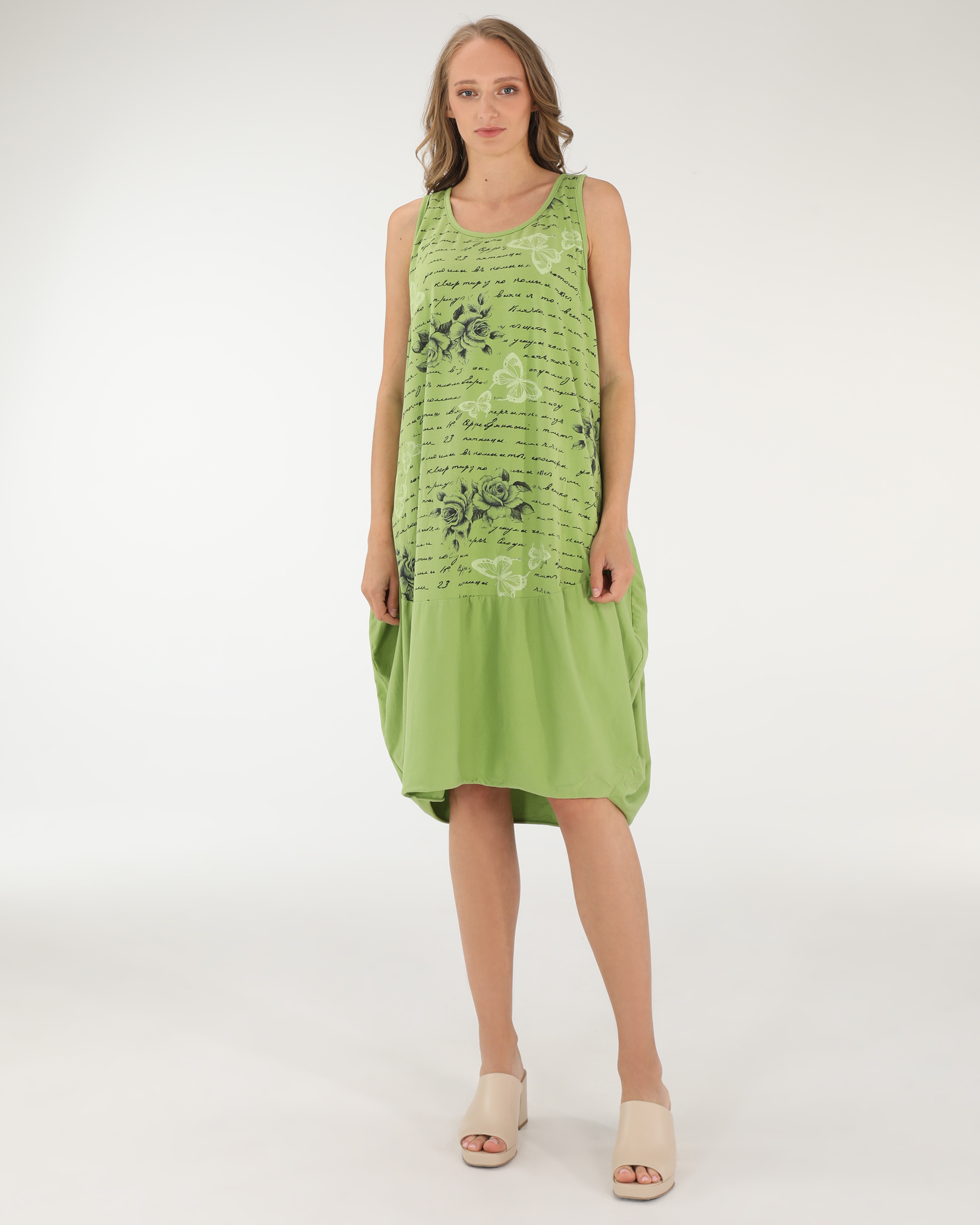 ZIELONA SUKIENKA Z BAWEŁNY 287-24239 BASILI