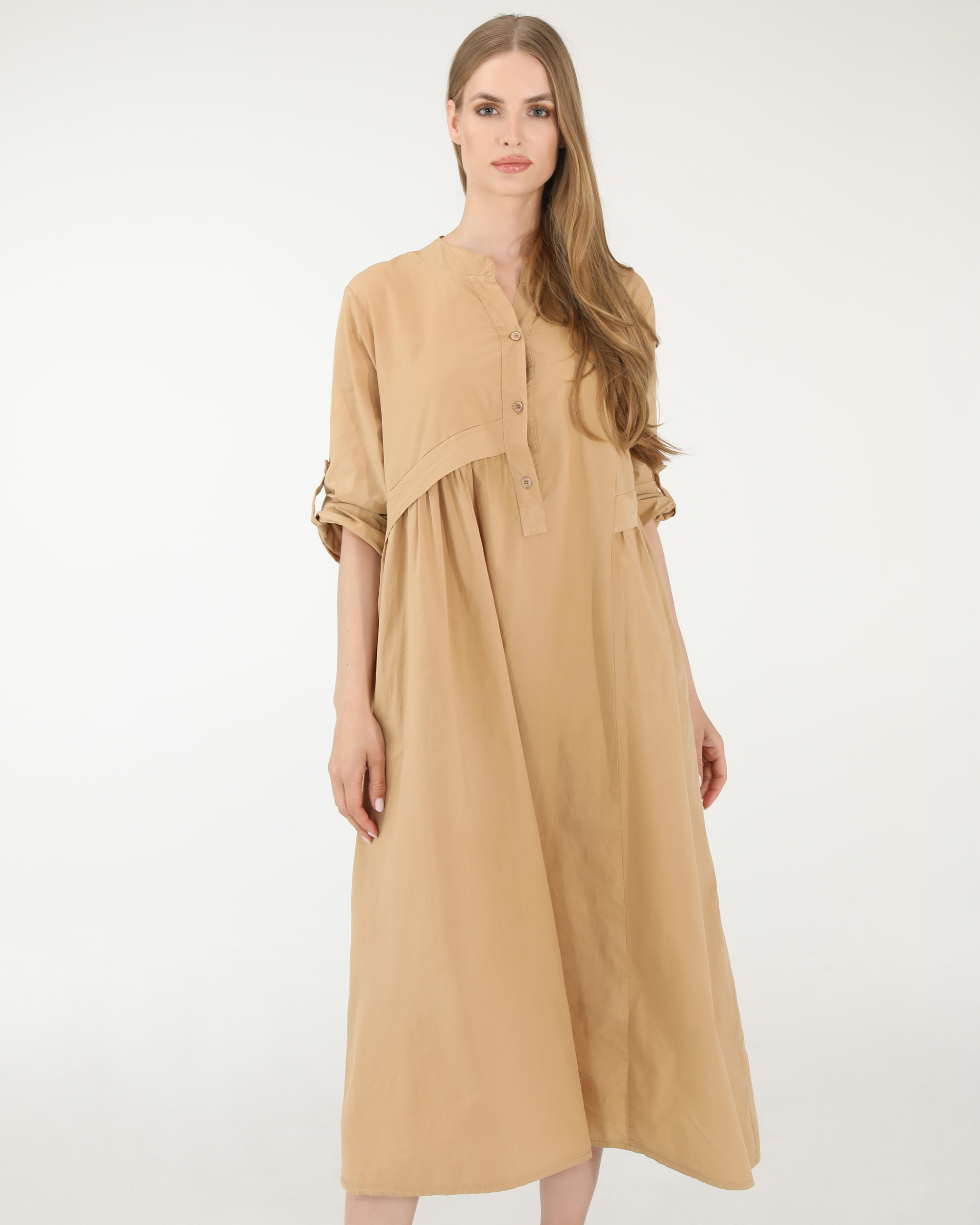 GŁADKA LUŹNA SUKIENKA 283-2338 CAMELLO