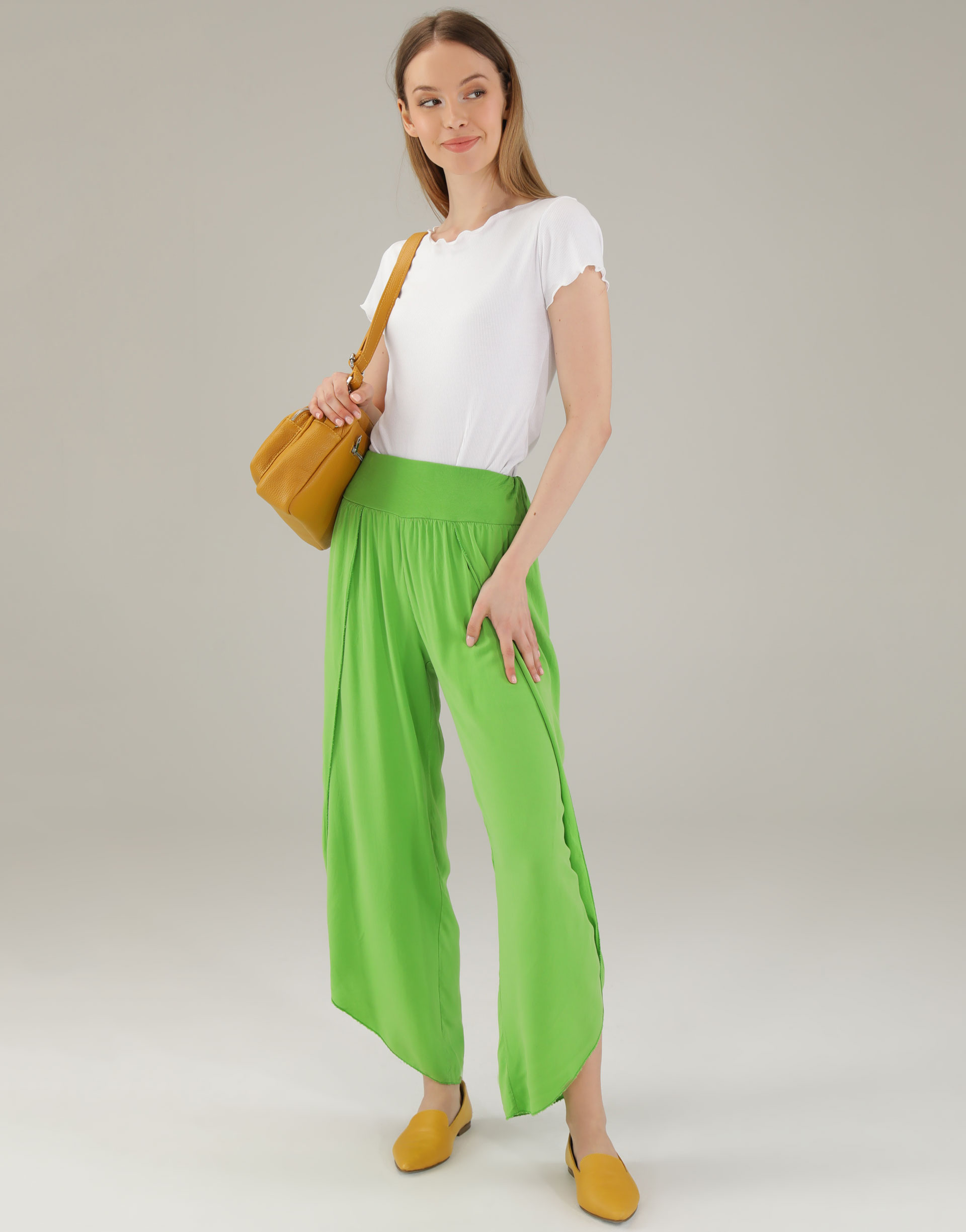 ZIELONE SPODNIE Z WISKOZY 65-6041 MELA