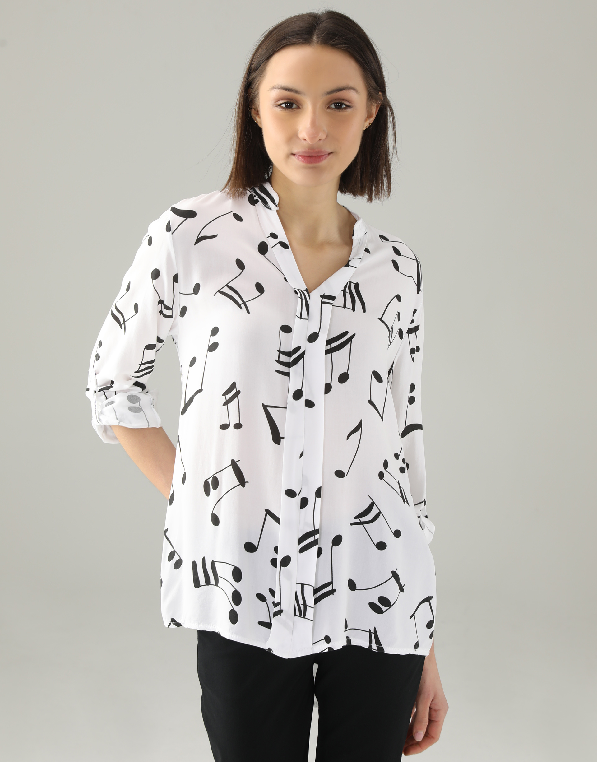 BIAŁA BLUZKA Z NADRUKIEM 45-501 BIANCO