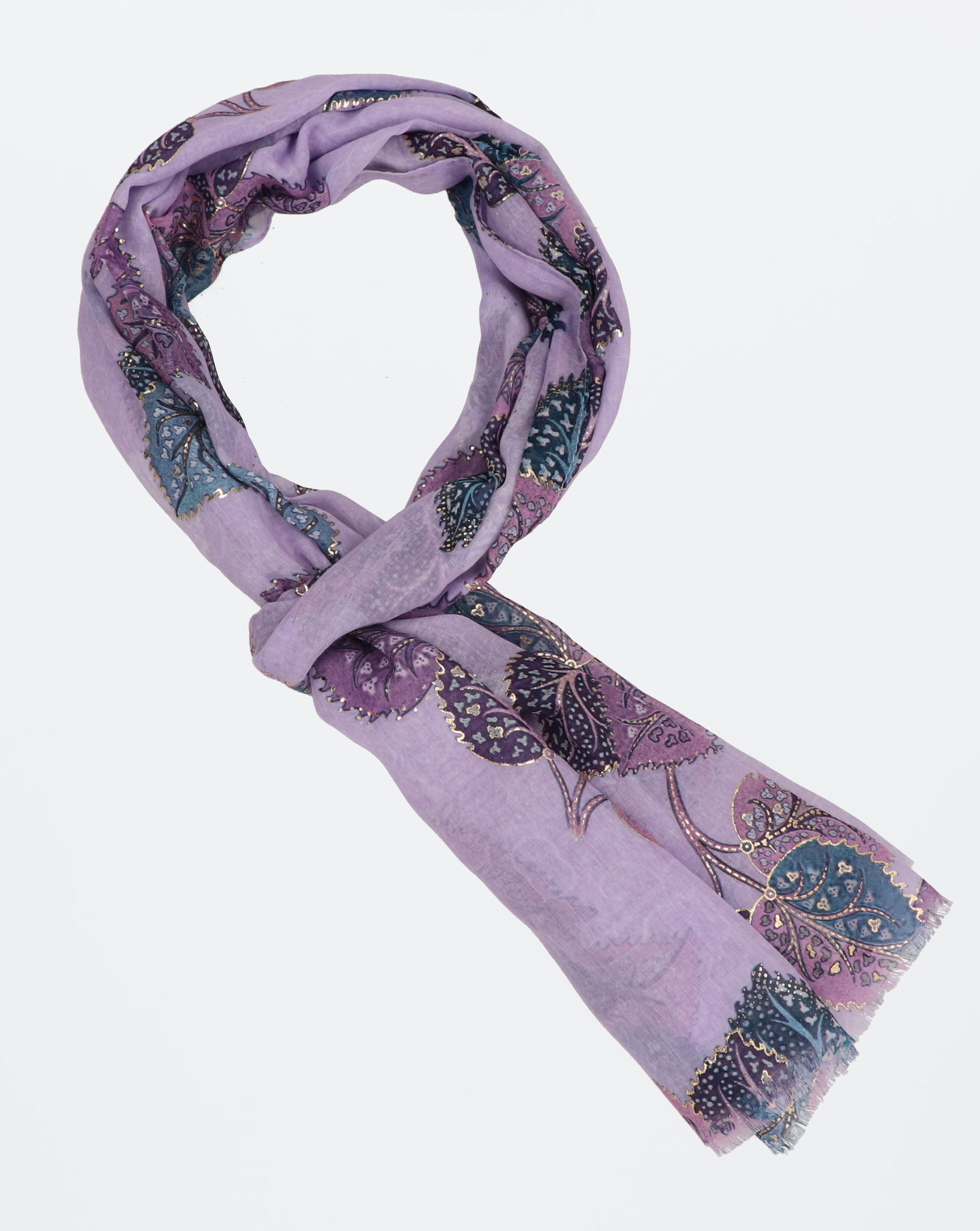 SZAL DAMSKI W LIŚCIE 135-112437 PURPL