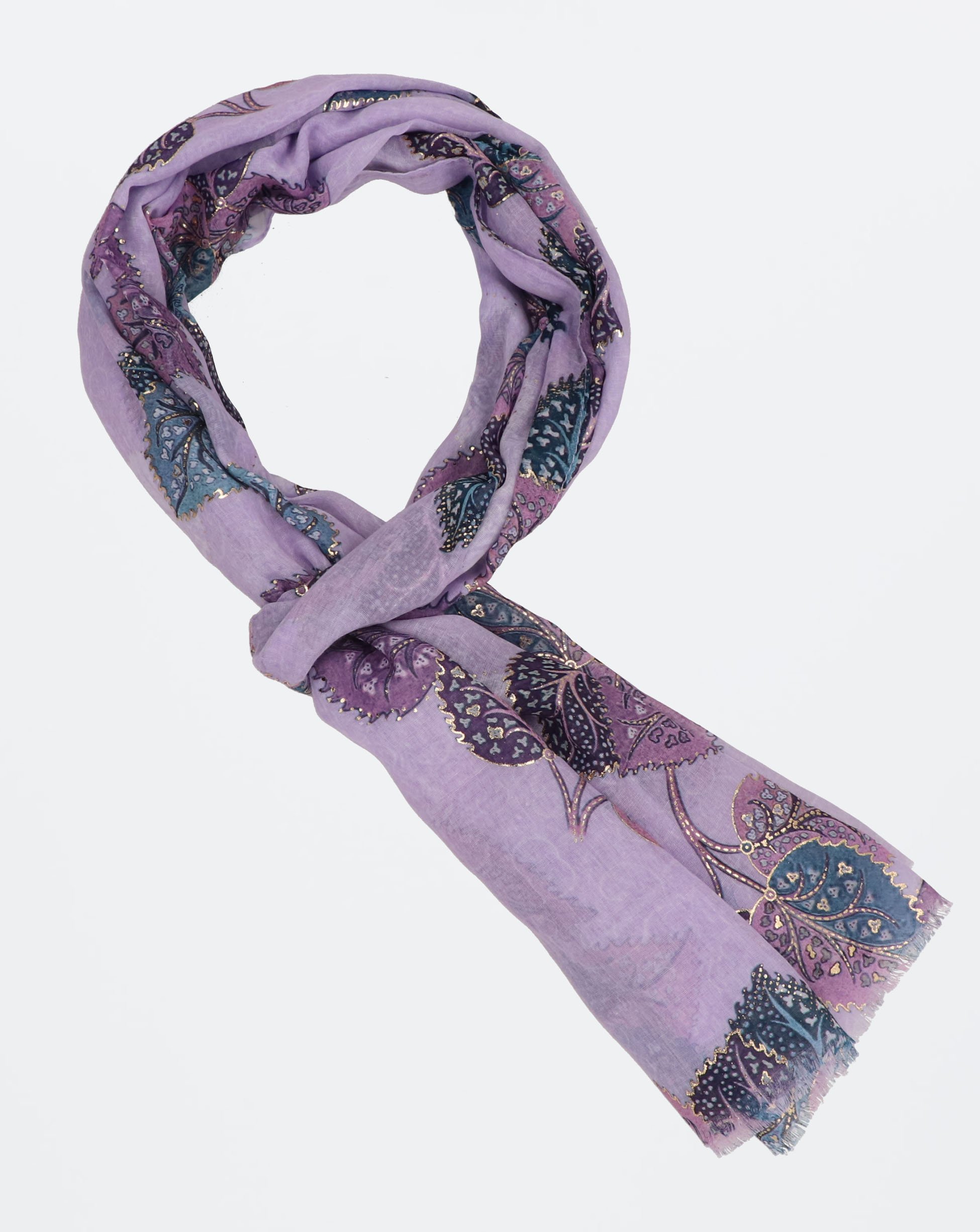 SZAL DAMSKI W LIŚCIE 135-112437 PURPL