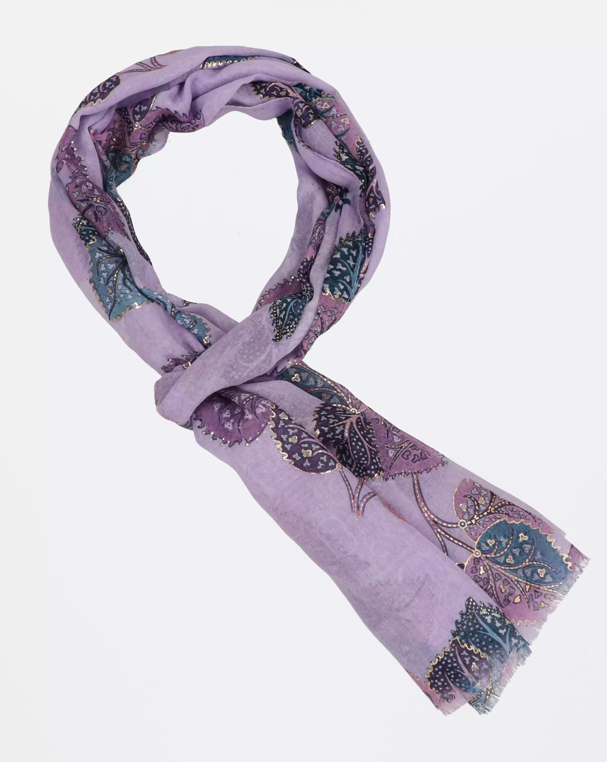 SZAL DAMSKI W LIŚCIE 135-112437 PURPL