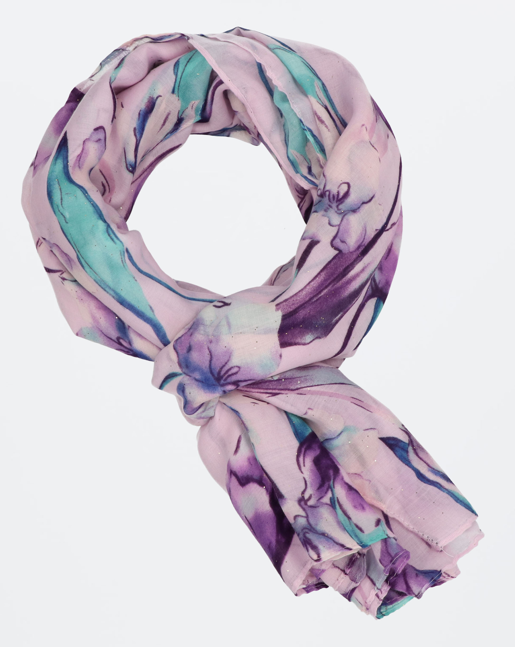 FIOLETOWY SZAL W KWIATY 135-112492 PURPL