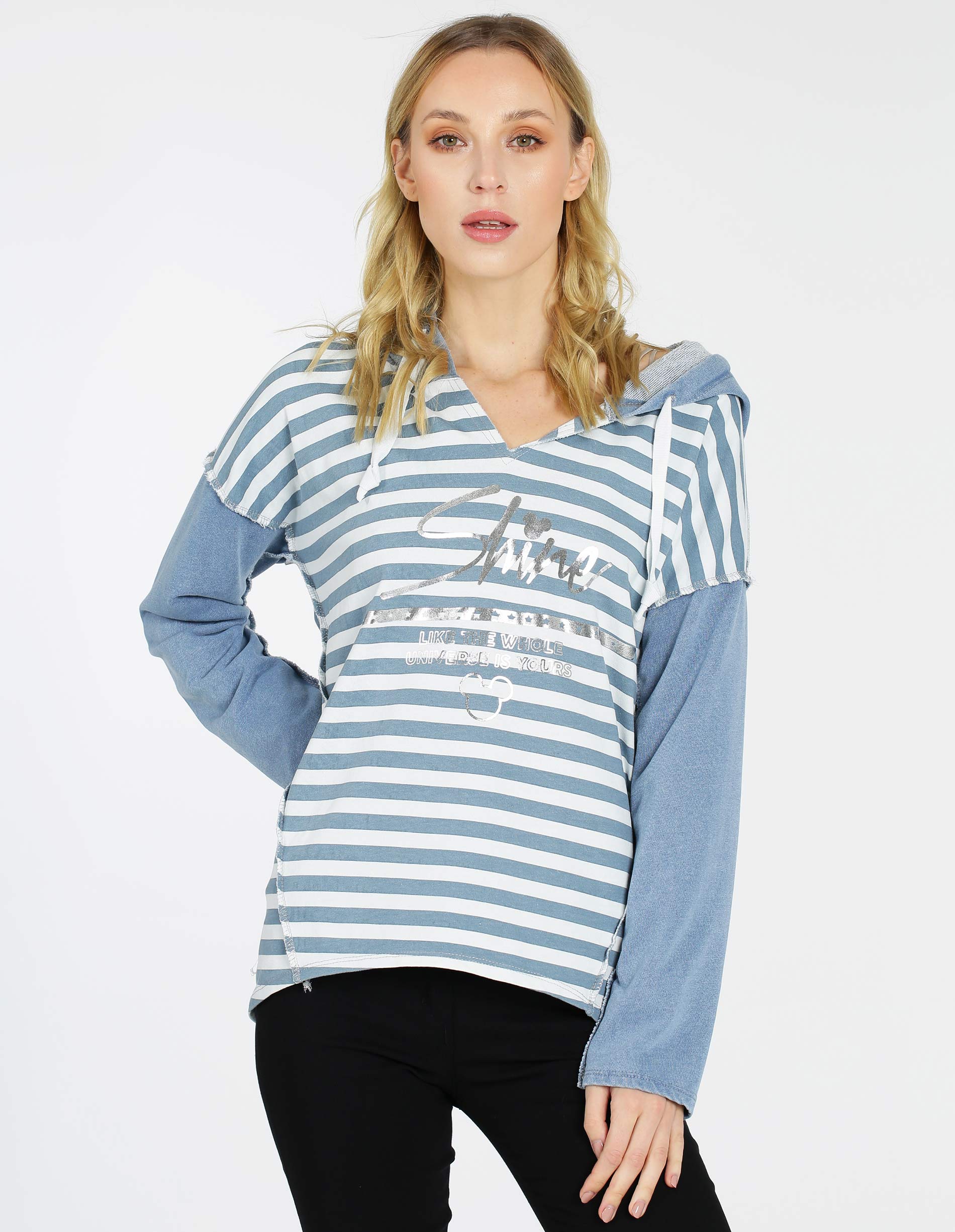 BAWEŁNIANA BLUZA W PASY 147-UNI99 JEA CH