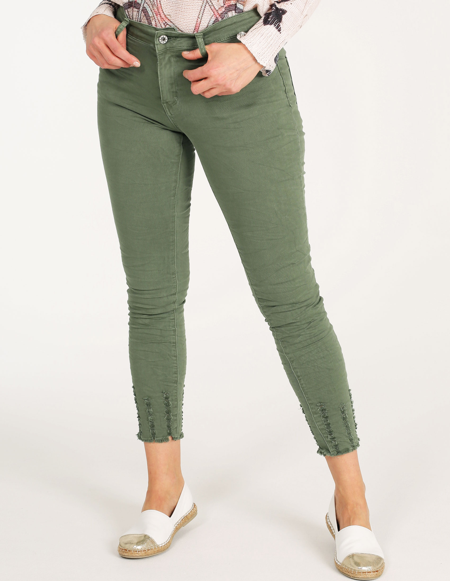 SPODNIE O DOPASOWANYM FASONIE 191-5802-1 VERDE