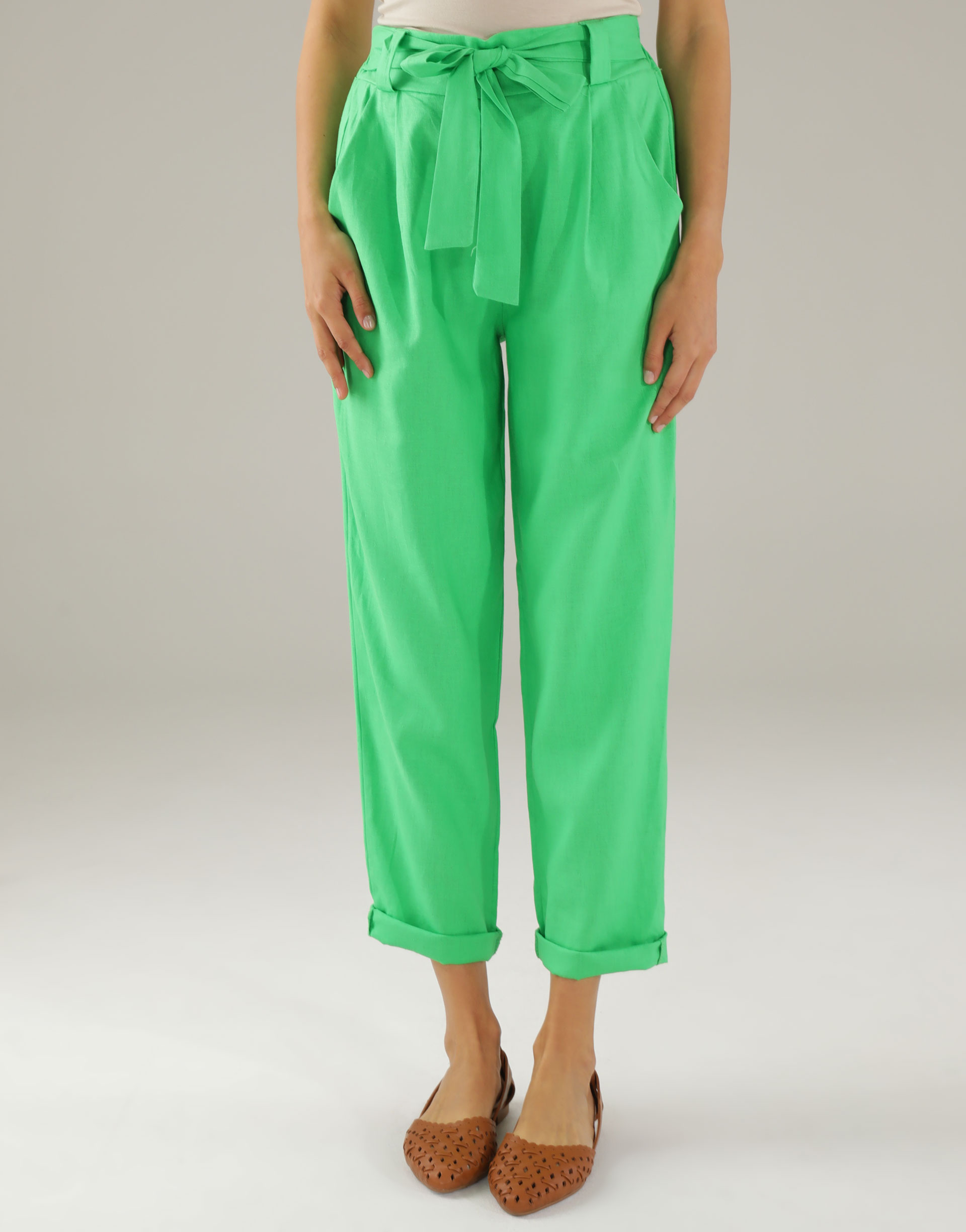 ZIELONE SPODNIE 273-9375 VERDE