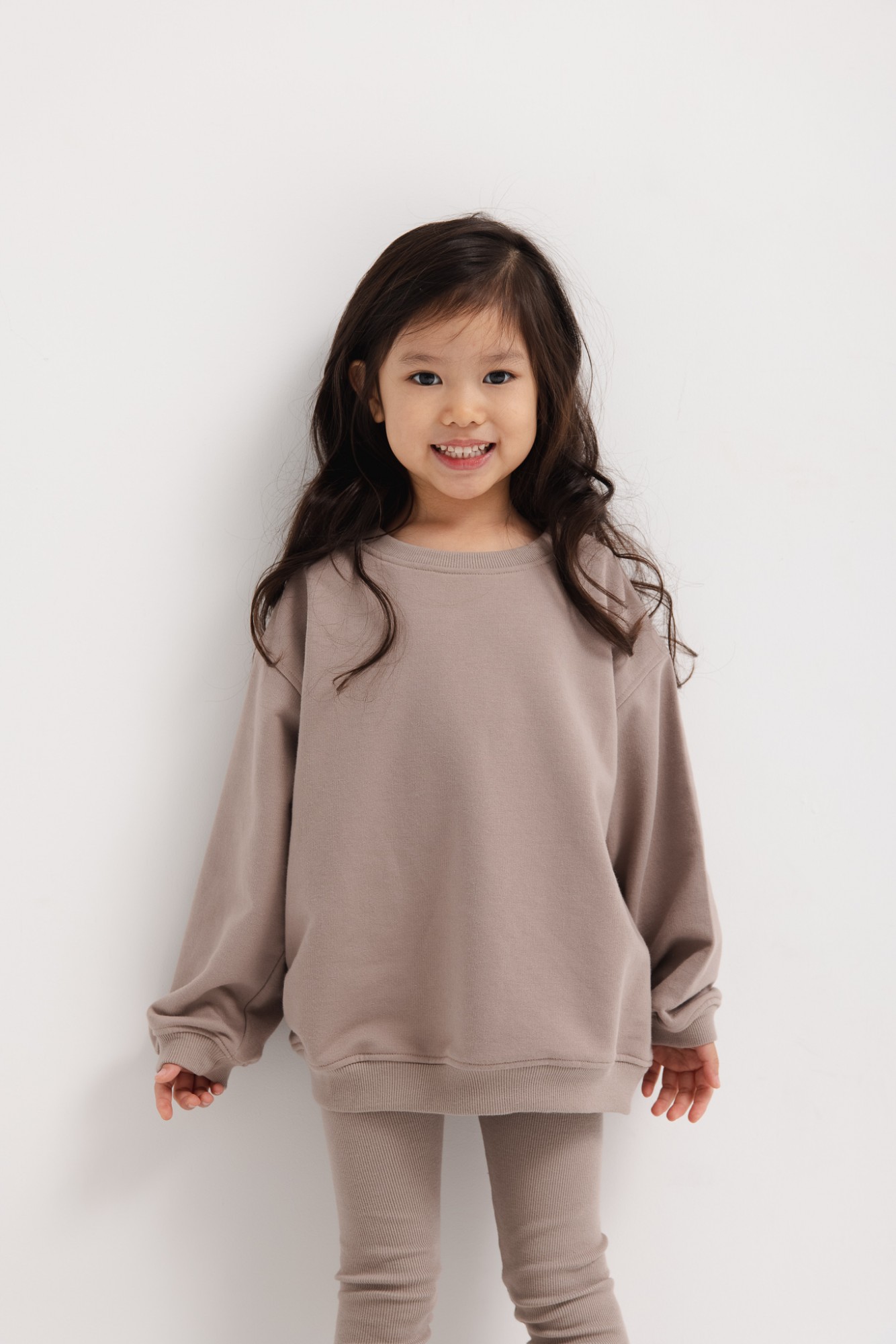 MINI bluza o luźnym kroju w kolorze BROWN FRAPPE - OXFORD-92-98 (2-3)