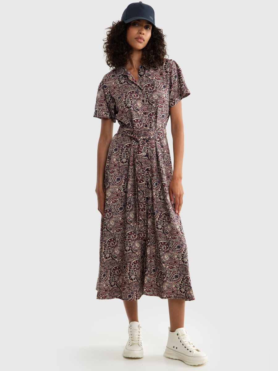 Sukienka damska midi z wiskozy z nadrukiem Nahai 000