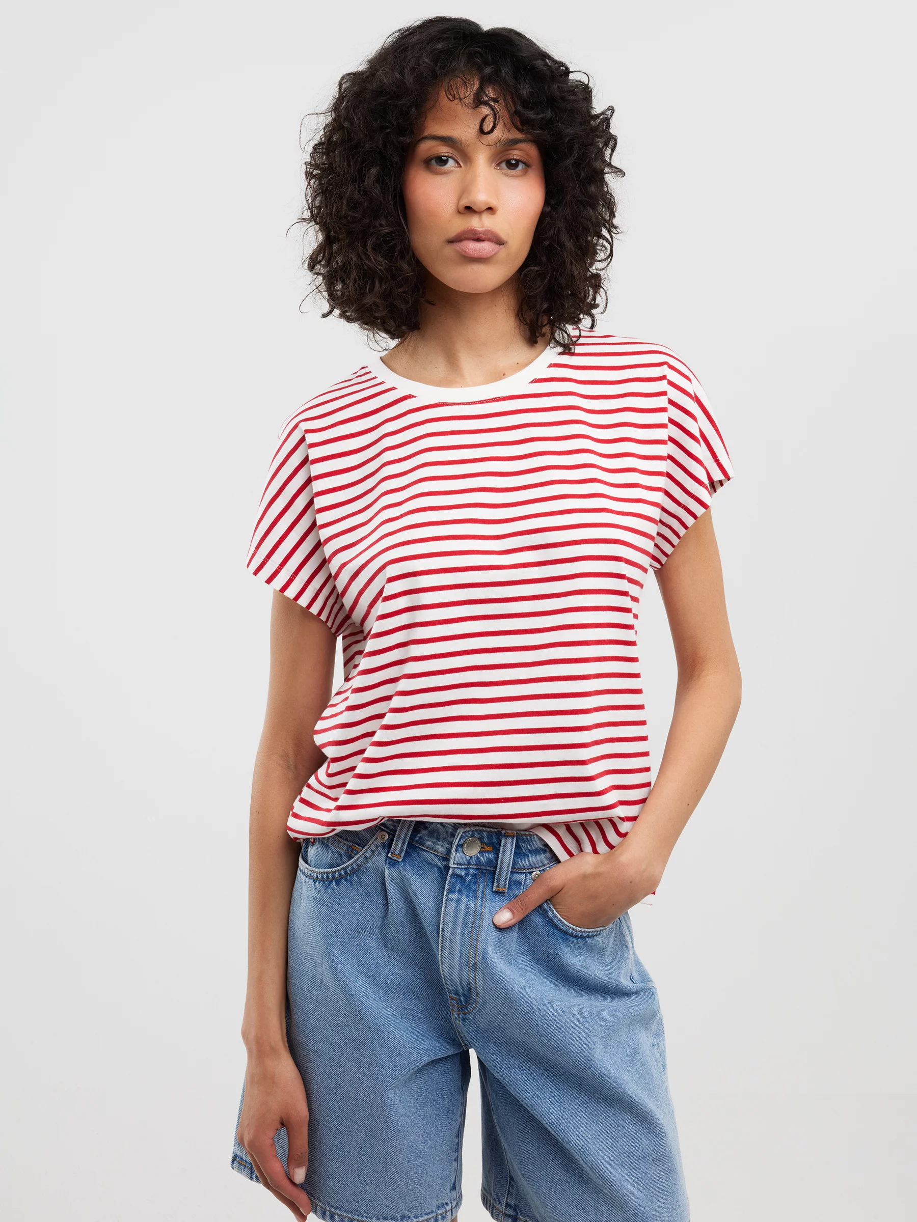 Koszulka damska w paski biało-czerwona Aleksa 603