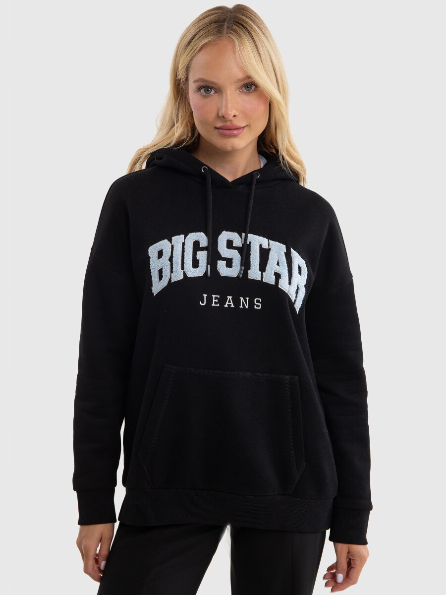 Bluza damska z kapturem z logo BIG STAR czarna Rubialsa 906