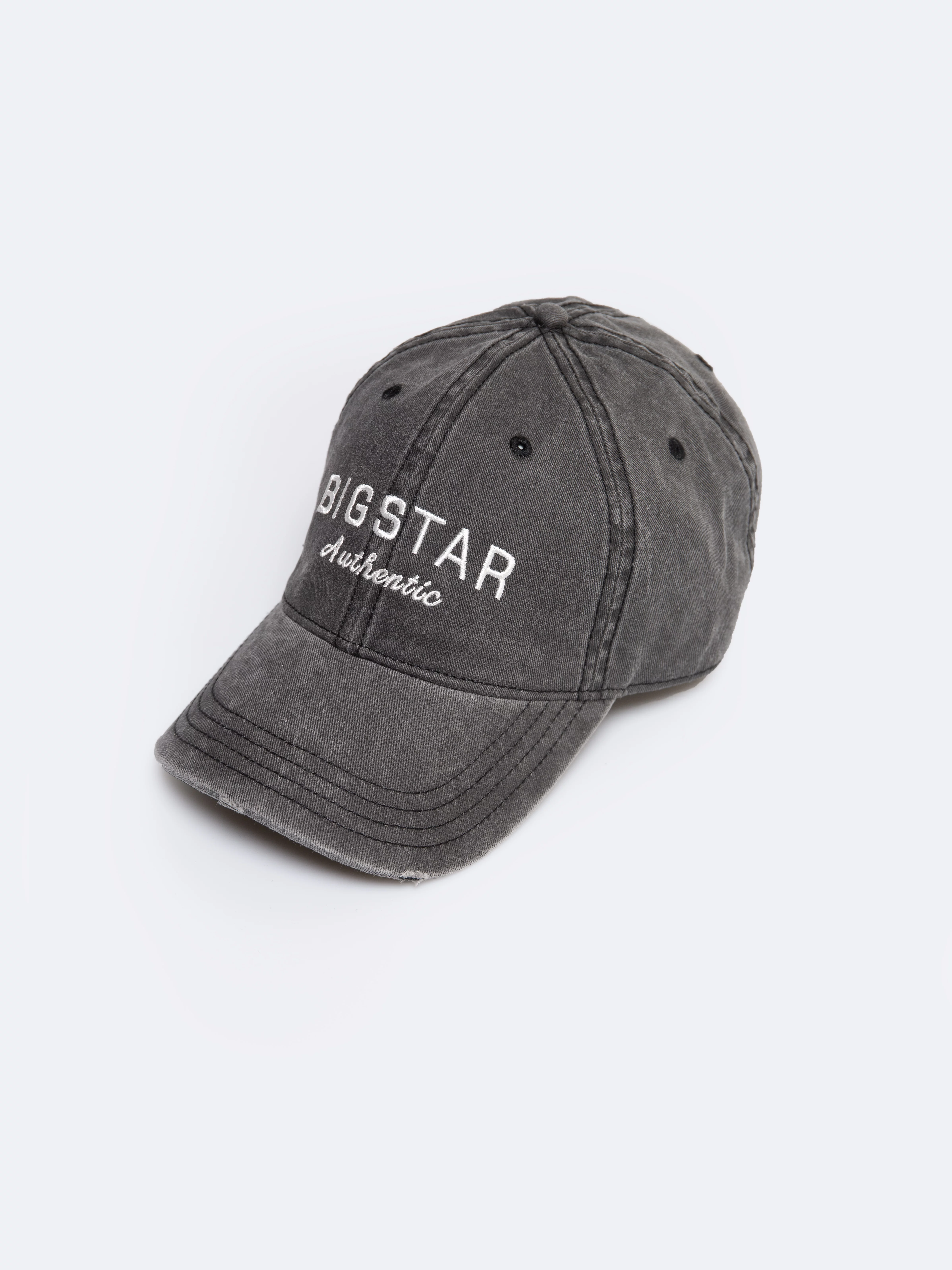 Czapka z daszkiem jeansowa z efektem postarzania czarna Densi 906