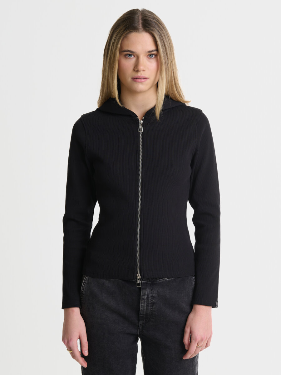 Bluza damska rozpinana o kroju slim czarna Robbana 906