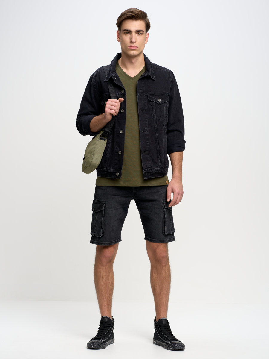 Szorty męskie jeansowe cargo czarne Morris 905