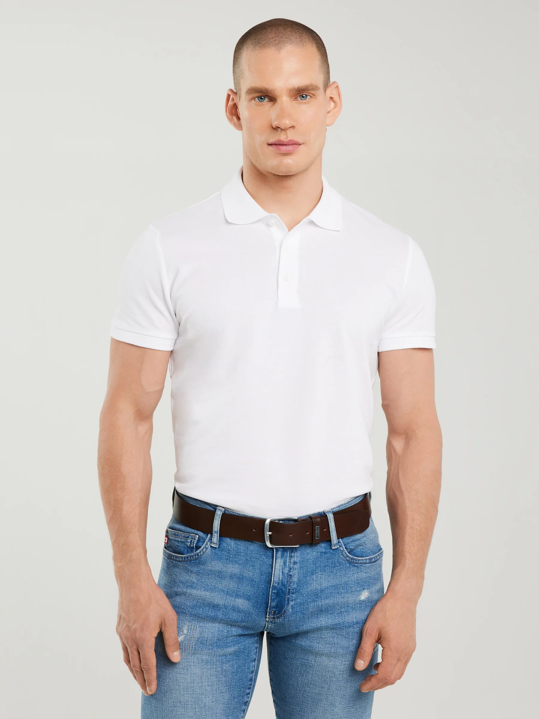 Koszulka męska polo biała Markolinos 101