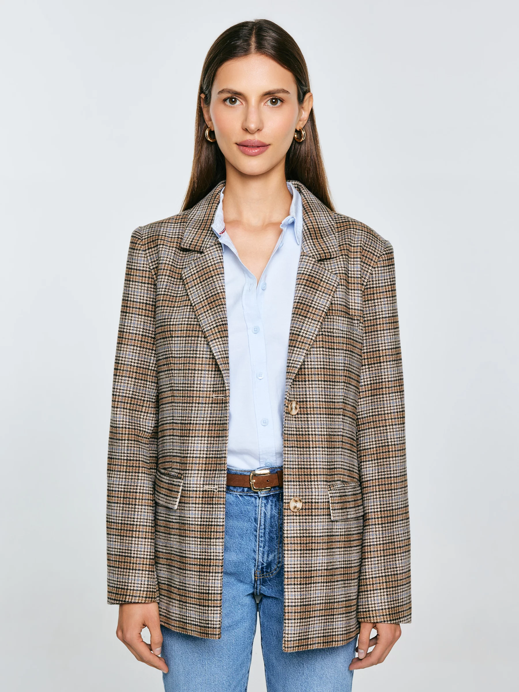 Marynarka damska z dodatkiem wełny w kratę Stilla 000