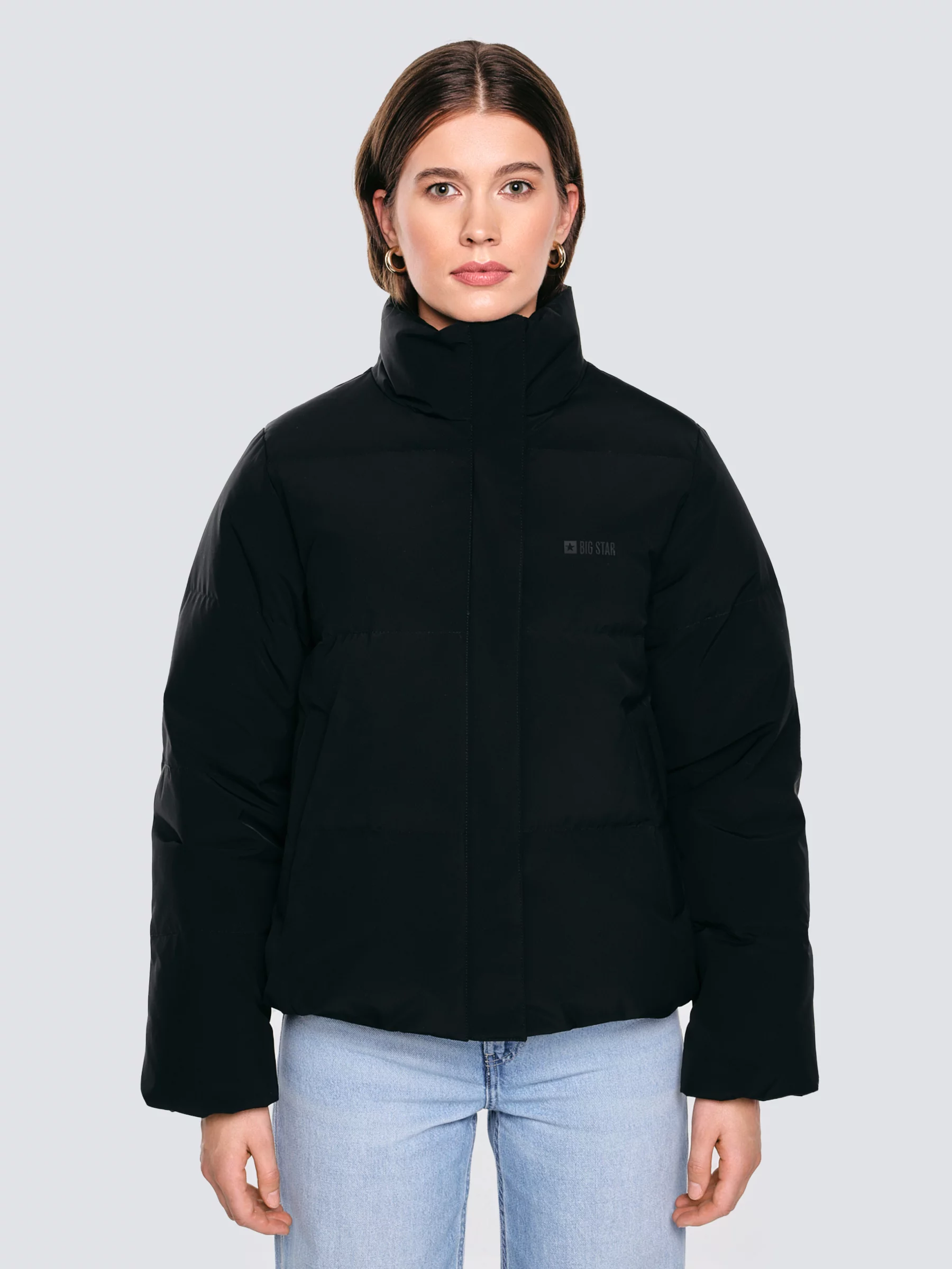 Kurtka damska oversize puchowa z naturalnym wypełnieniem czarna Dalia 906