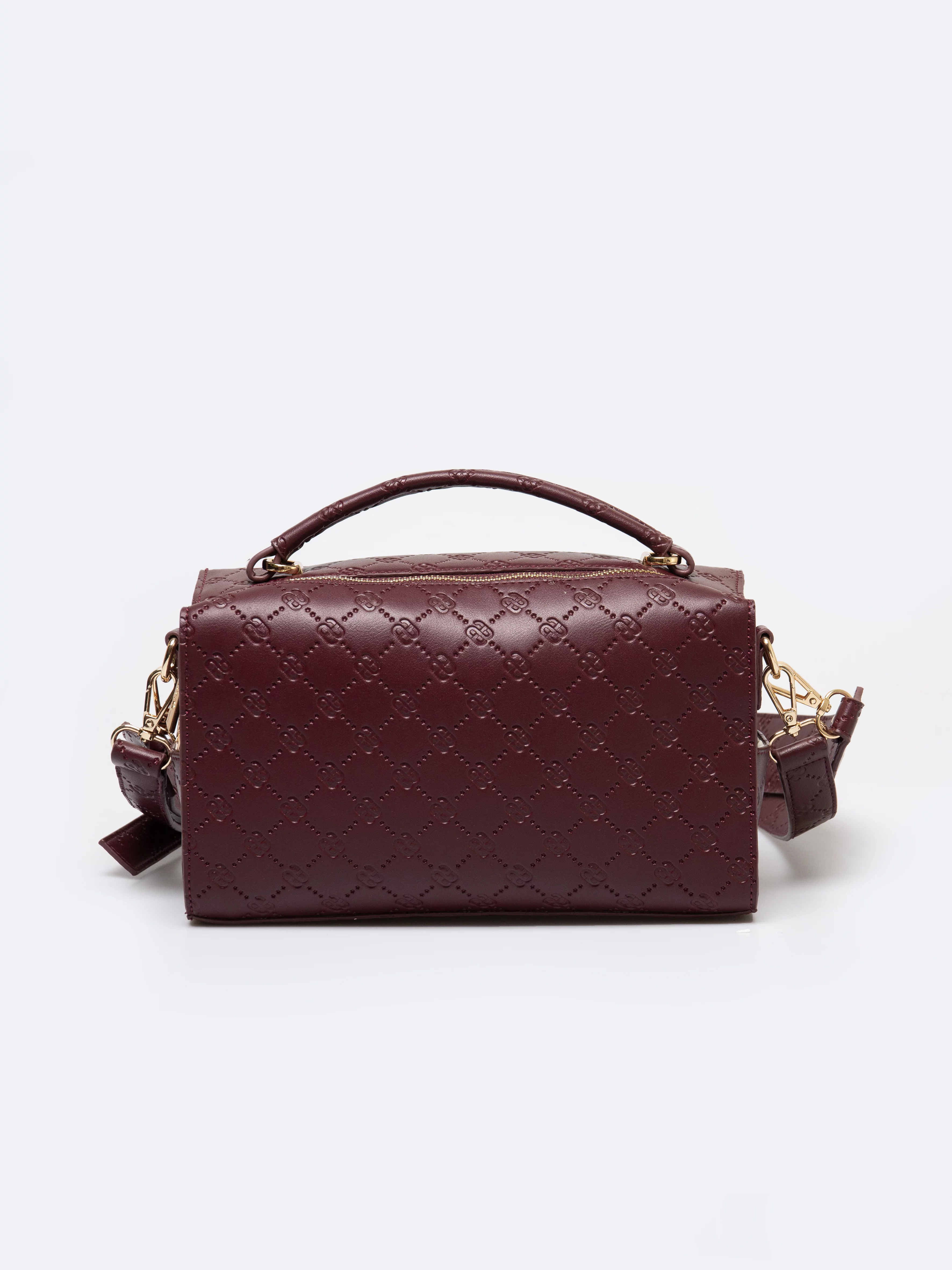 Torebka damska z ozdobnym tłoczeniem bordowa Lisetta 604