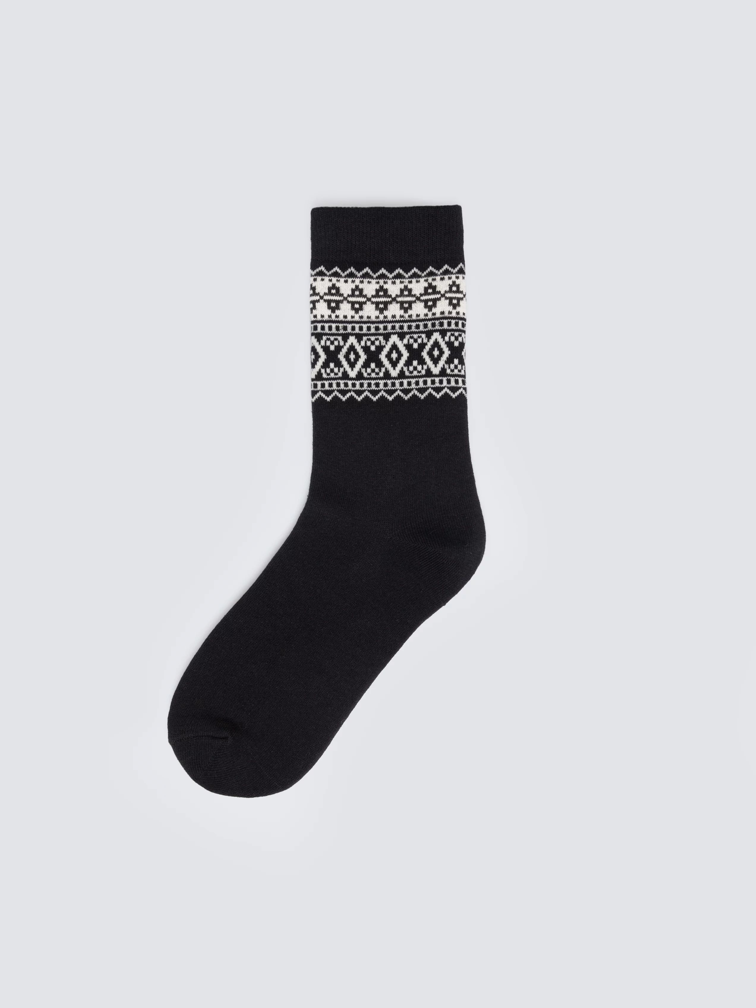 Skarpety długie ze wzorem skandynawskim czarne Akseli 906