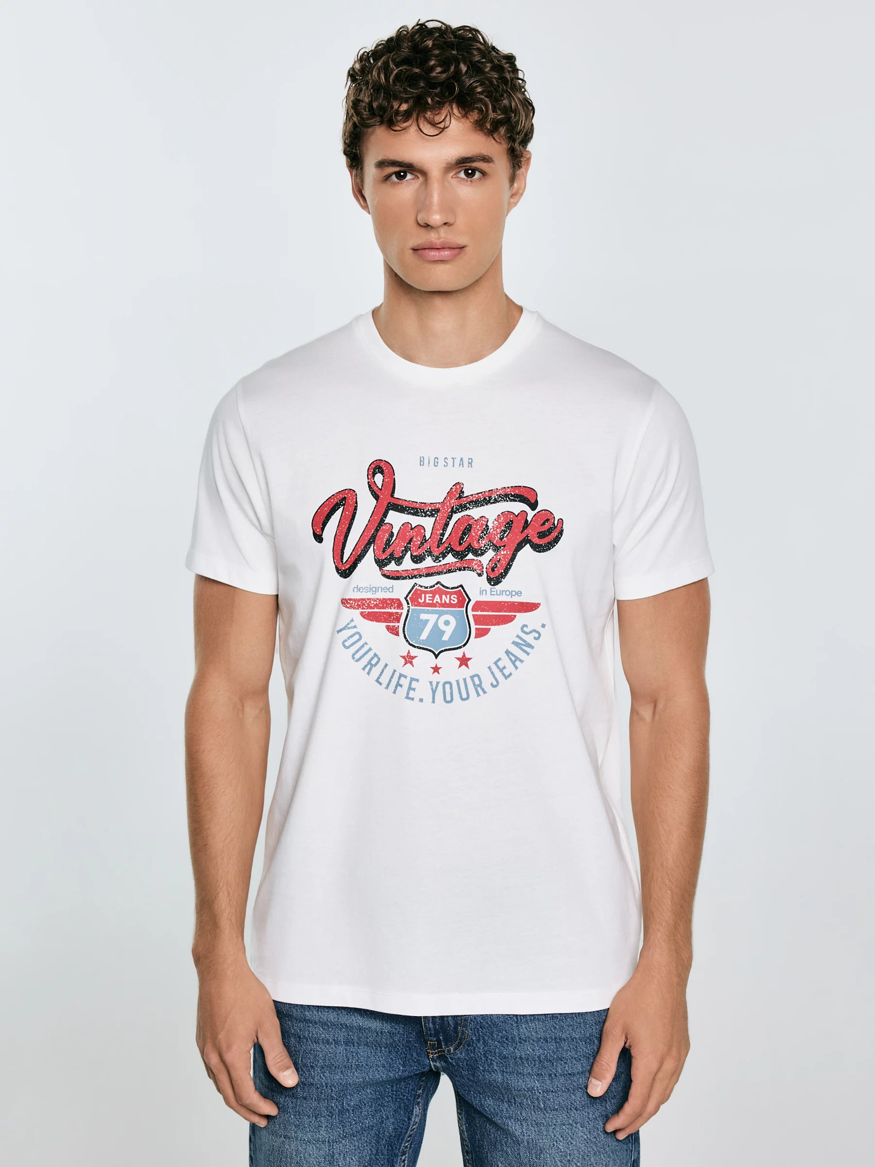 Koszulka męska z nadrukiem biała Merret 100