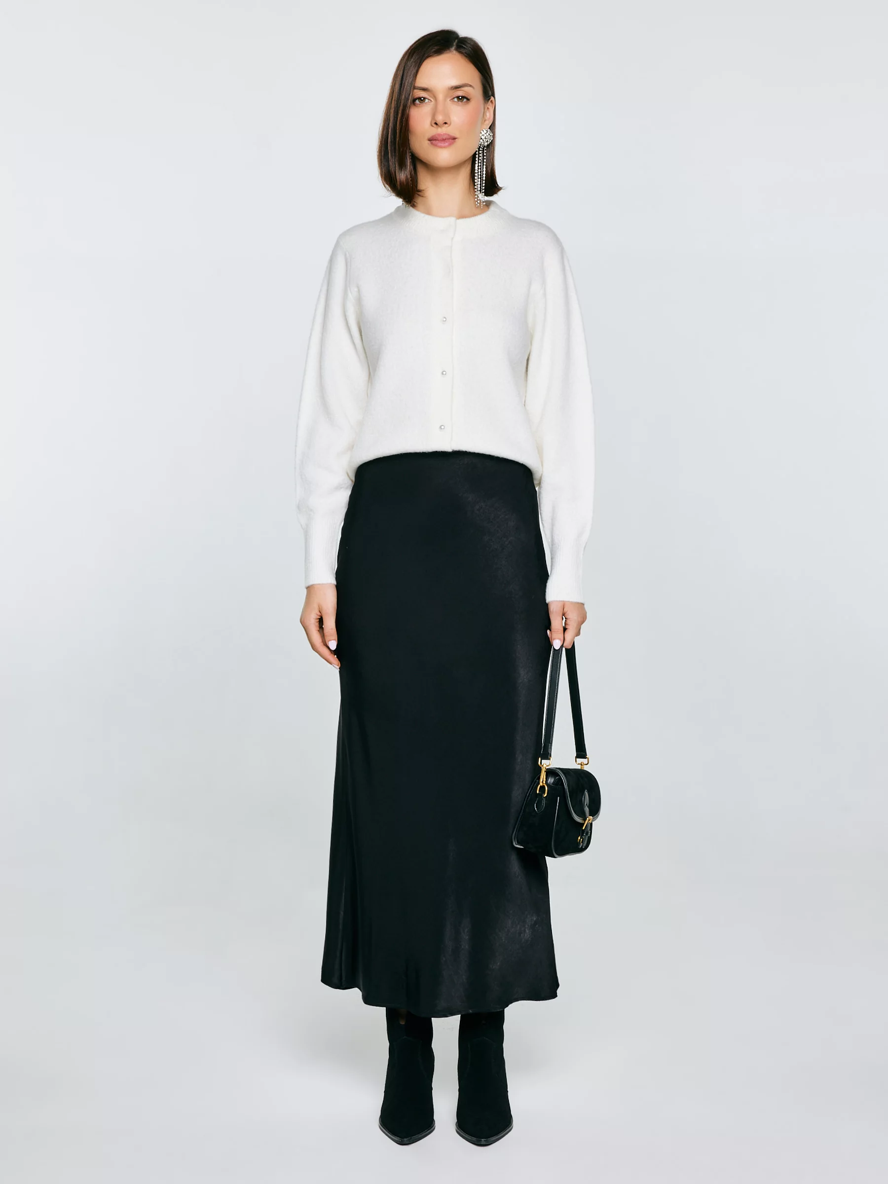 Spódnica damska midi satynowa czarna Eleni 906