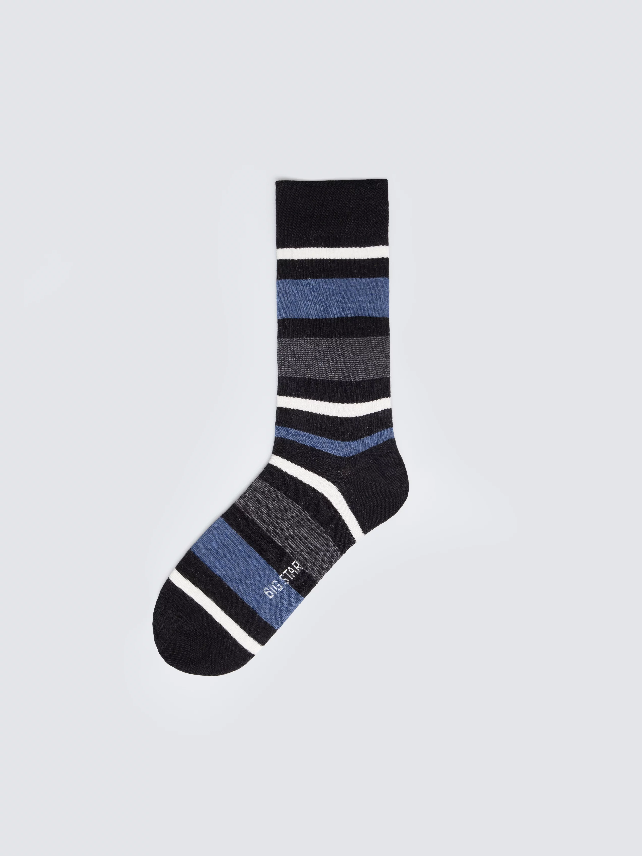 Skarpety męskie długie w kolorowe paski czarne Ismael 906