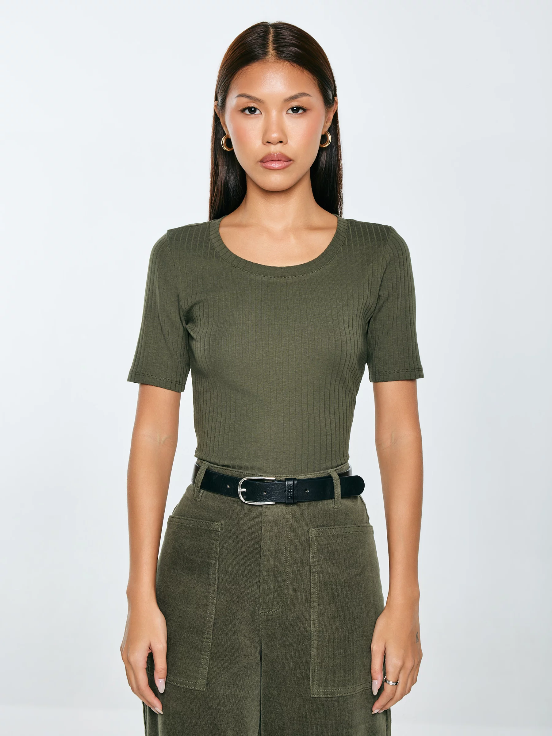 Koszulka damska w prążek khaki Asterca 303