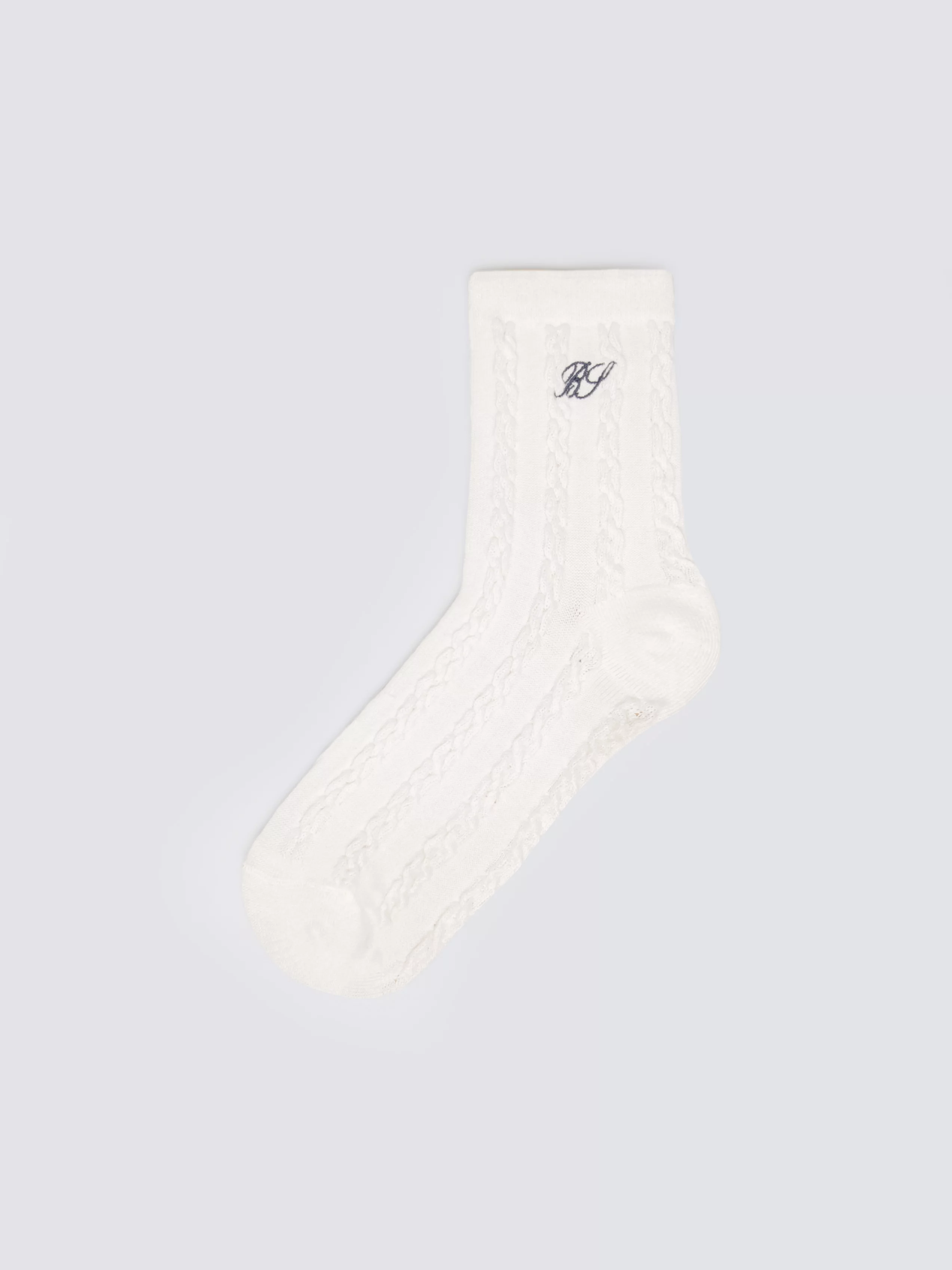 Skarpety damskie z wiskozą z warkoczowym splotem białe Brajda 100