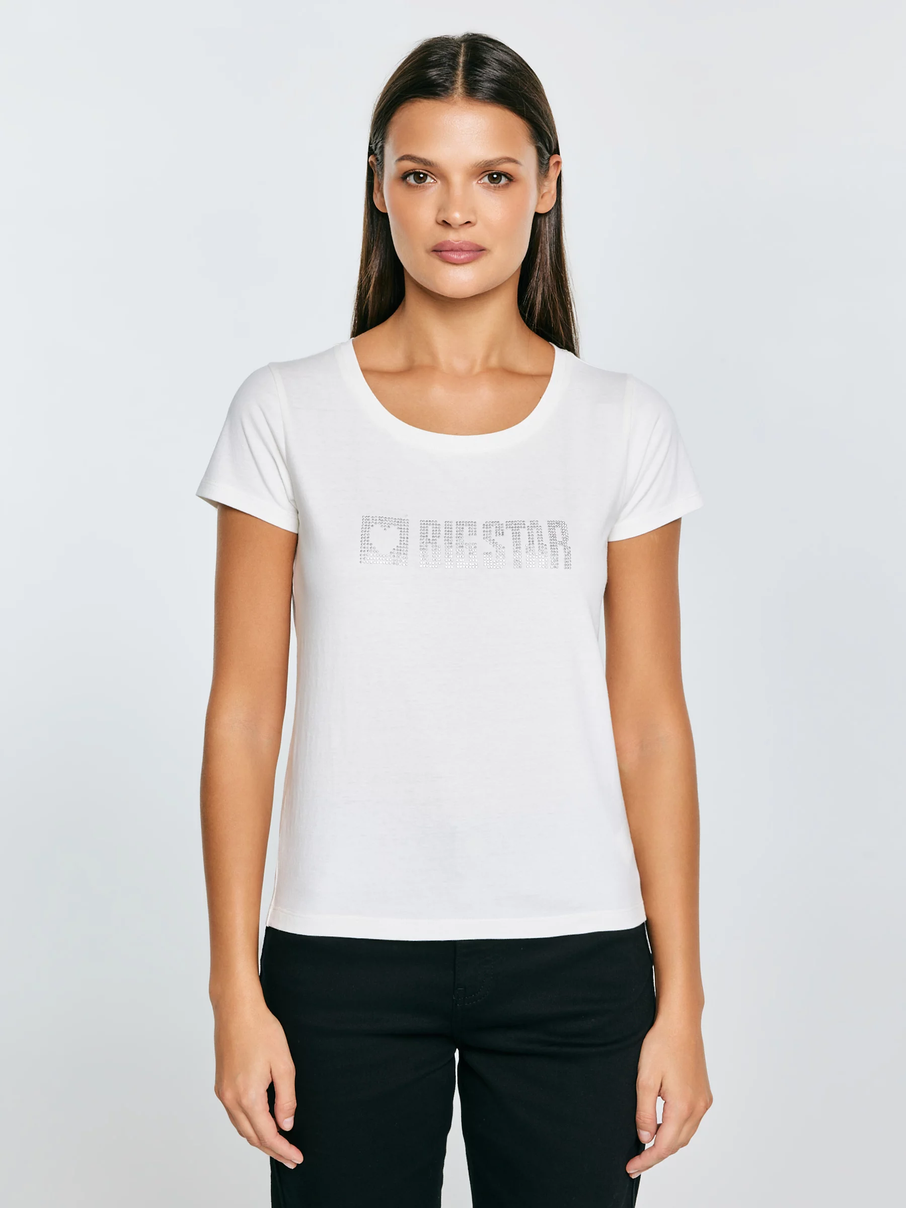 Koszulka damska z logo BIG STAR z cyrkonii biała Avra 100