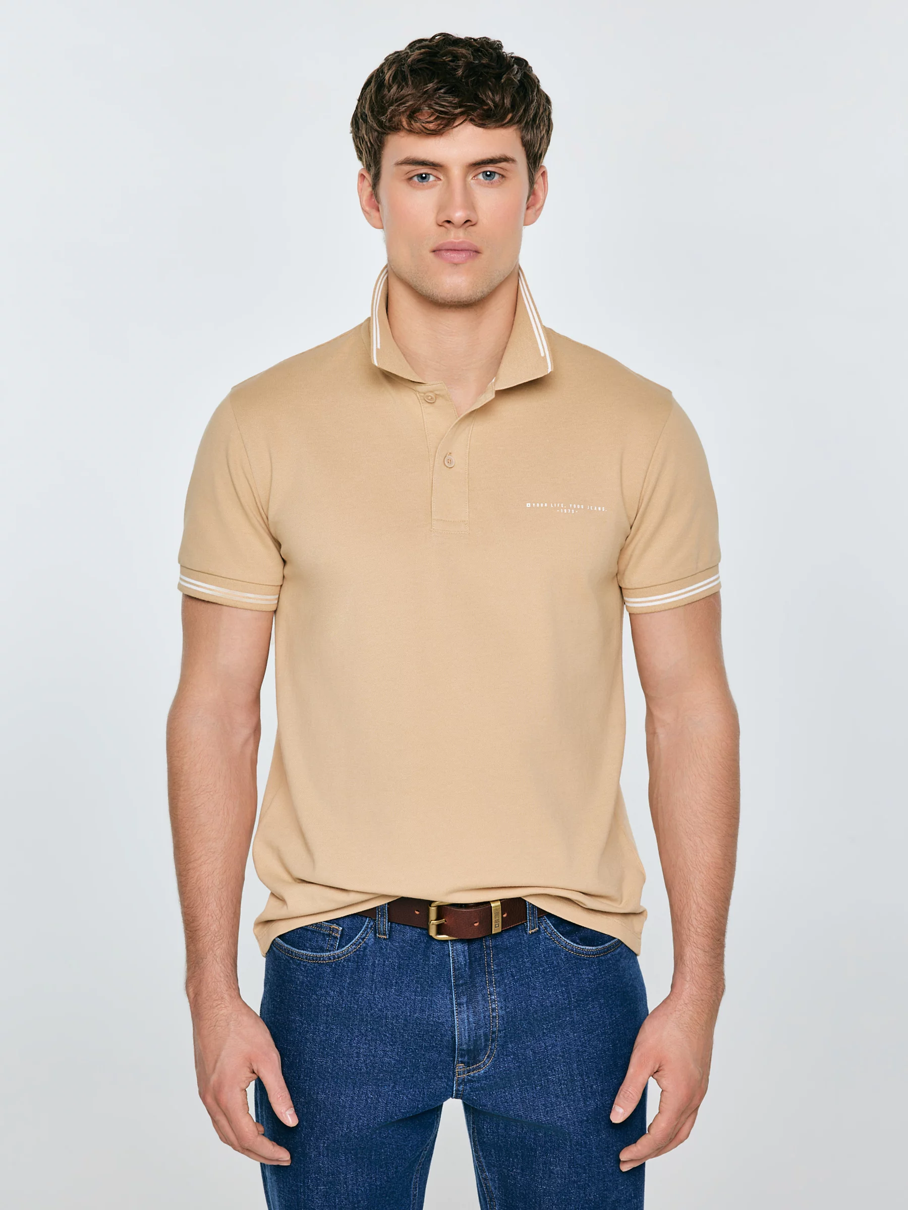 Koszulka męska polo beżowa Wladym 801