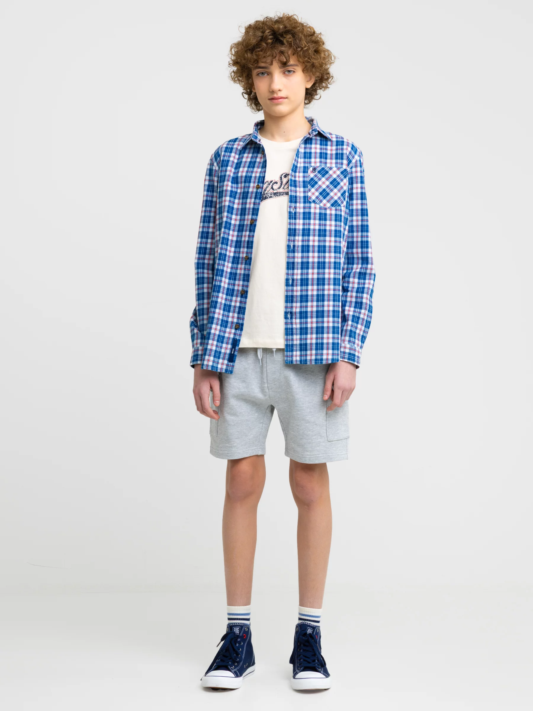 Szorty chłopięce dresowe z kieszeniami cargo szare Viler 901