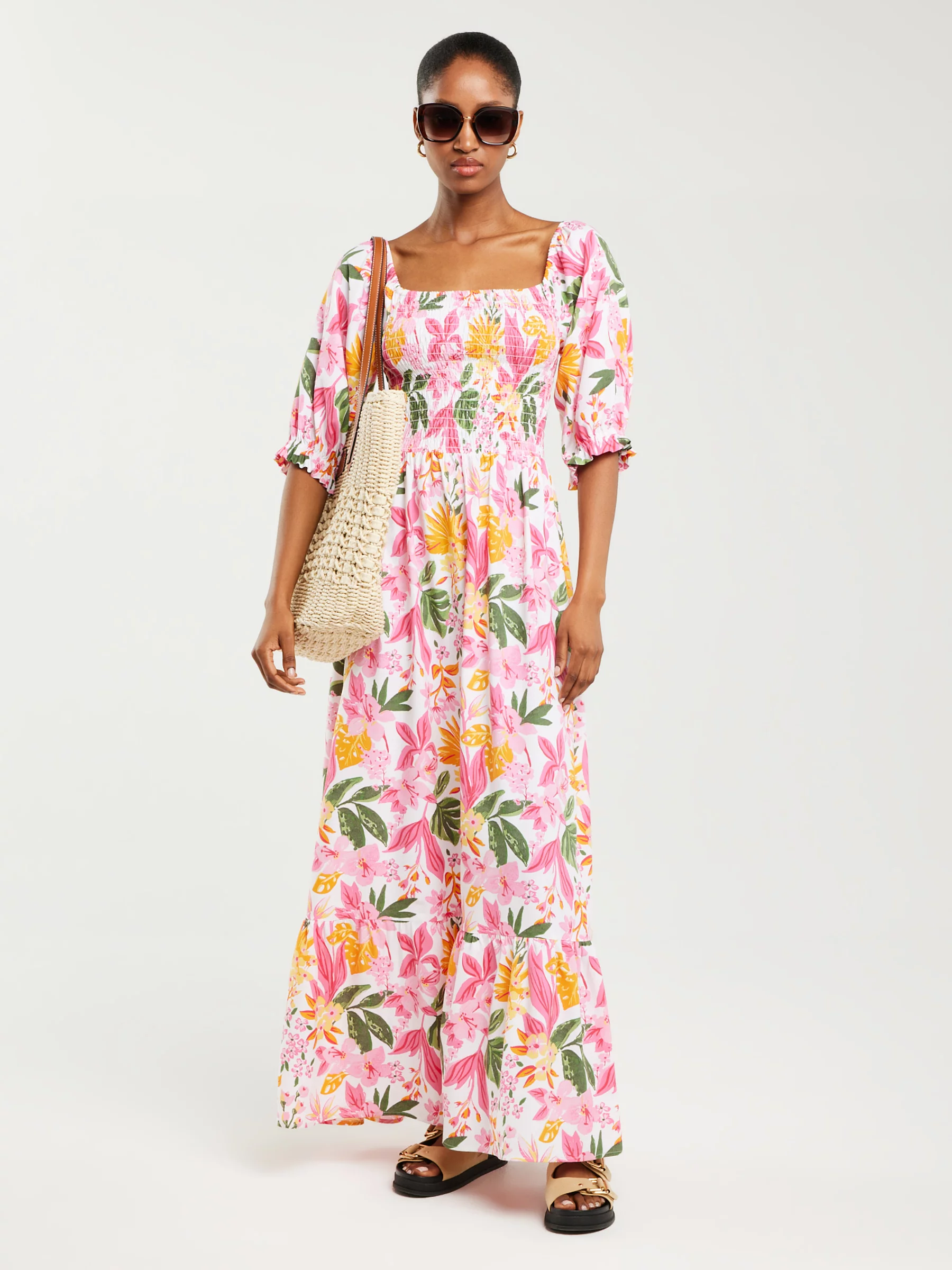 Sukienka damska maxi z motywem kwiatowym Dinova 000