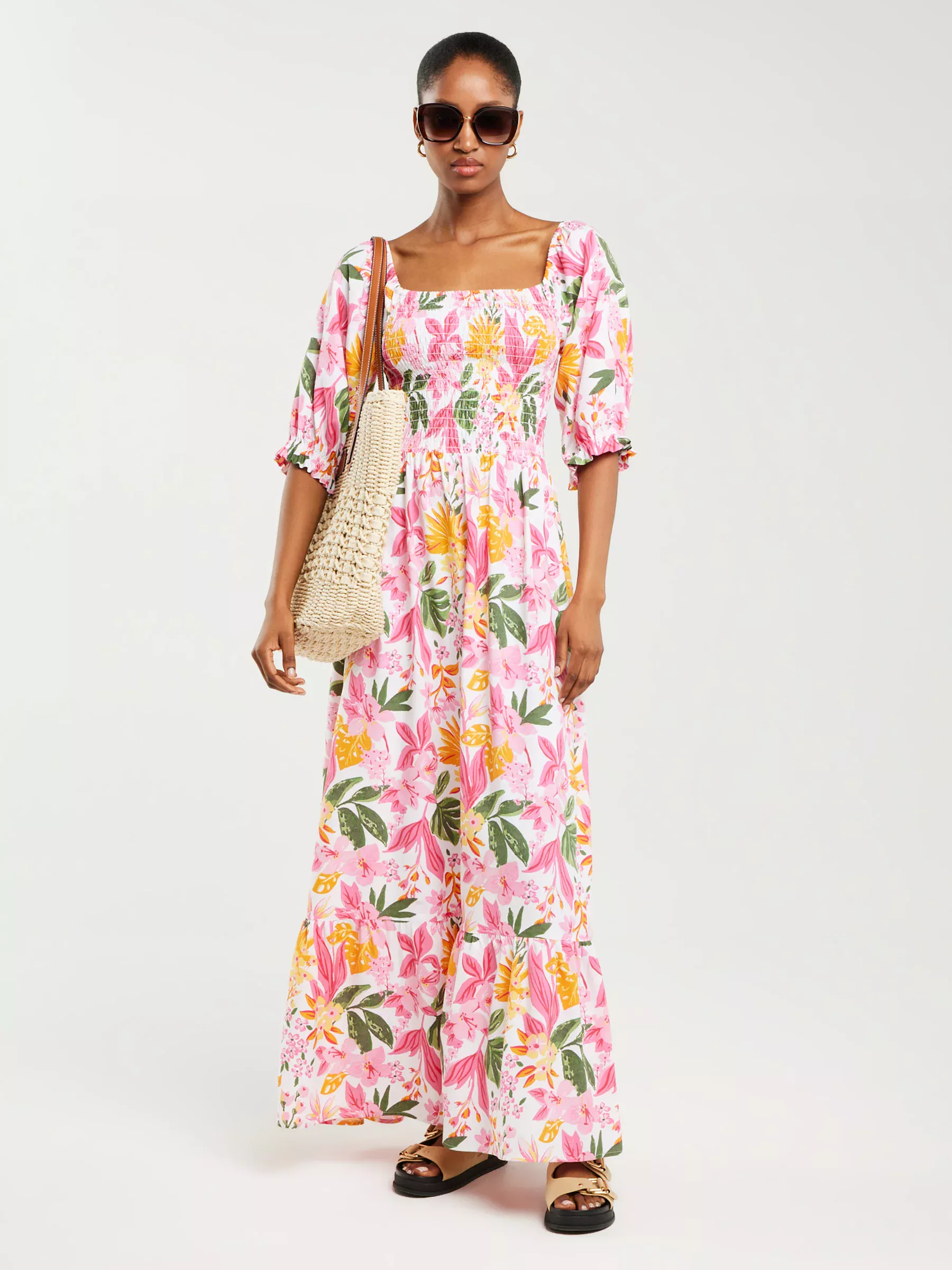 Sukienka damska maxi z motywem kwiatowym Dinova 000