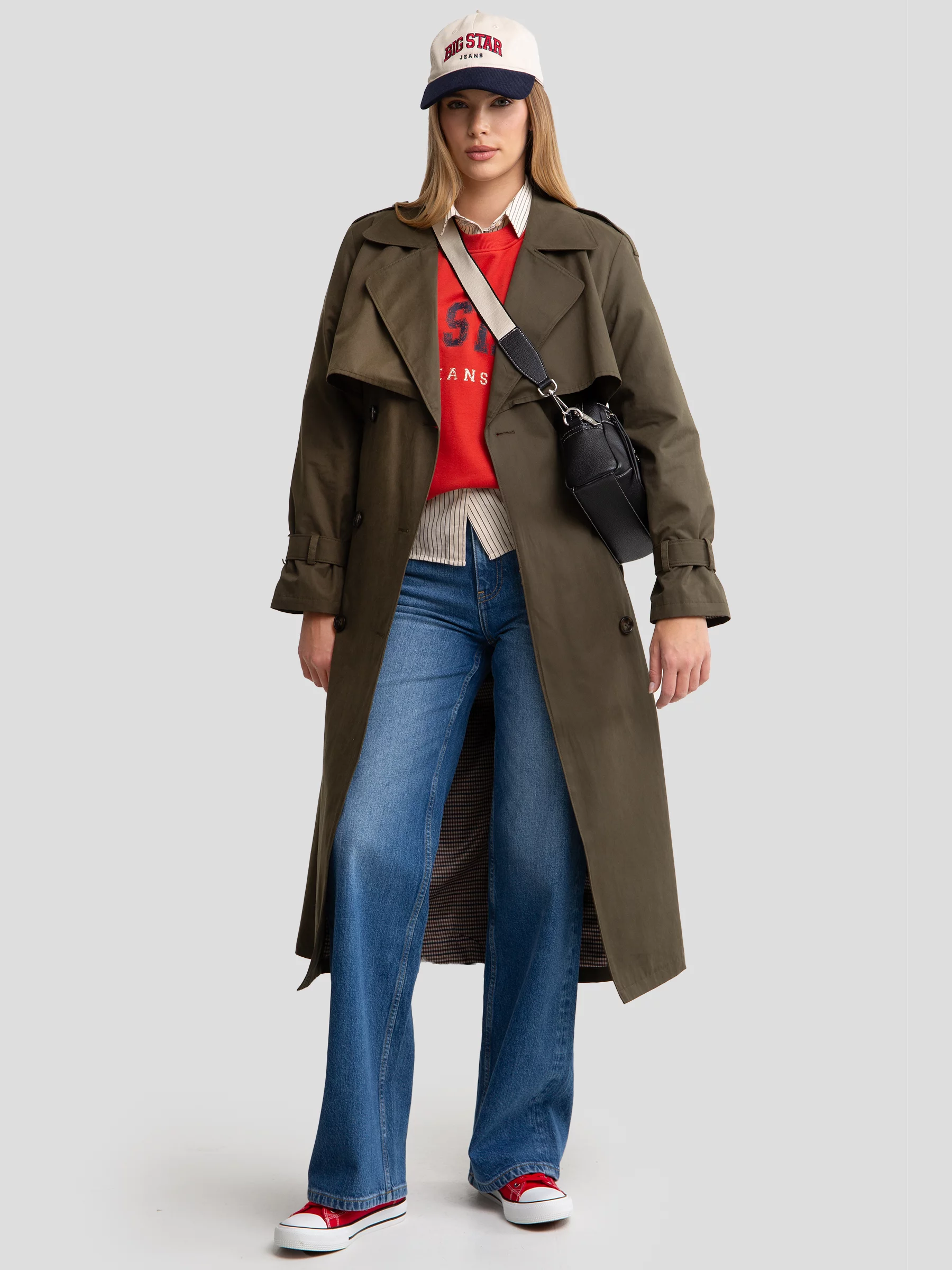 Płaszcz damski trencz khaki Sigreena 303