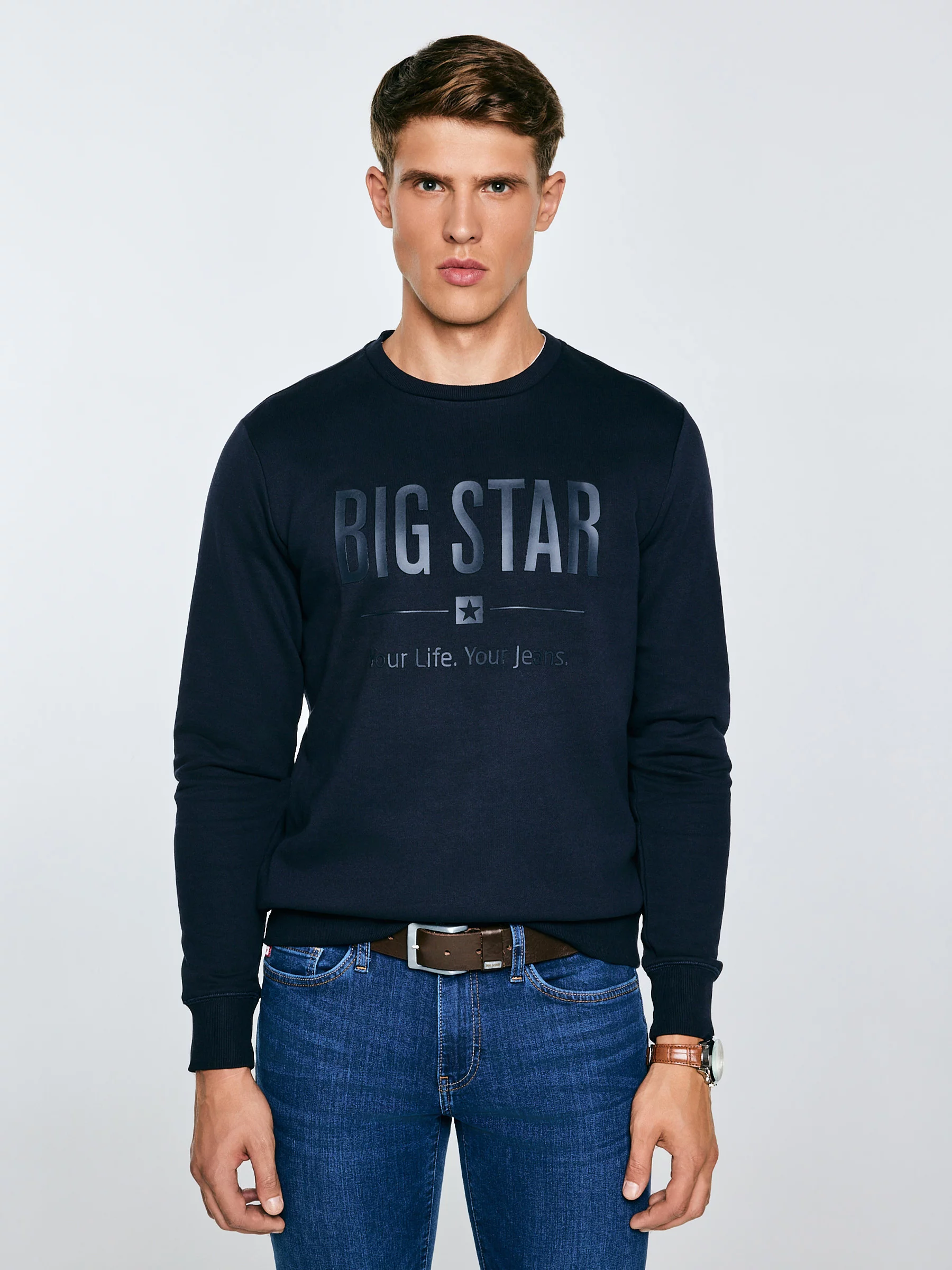 Bluza męska z nadrukiem granatowa Ecodort 403