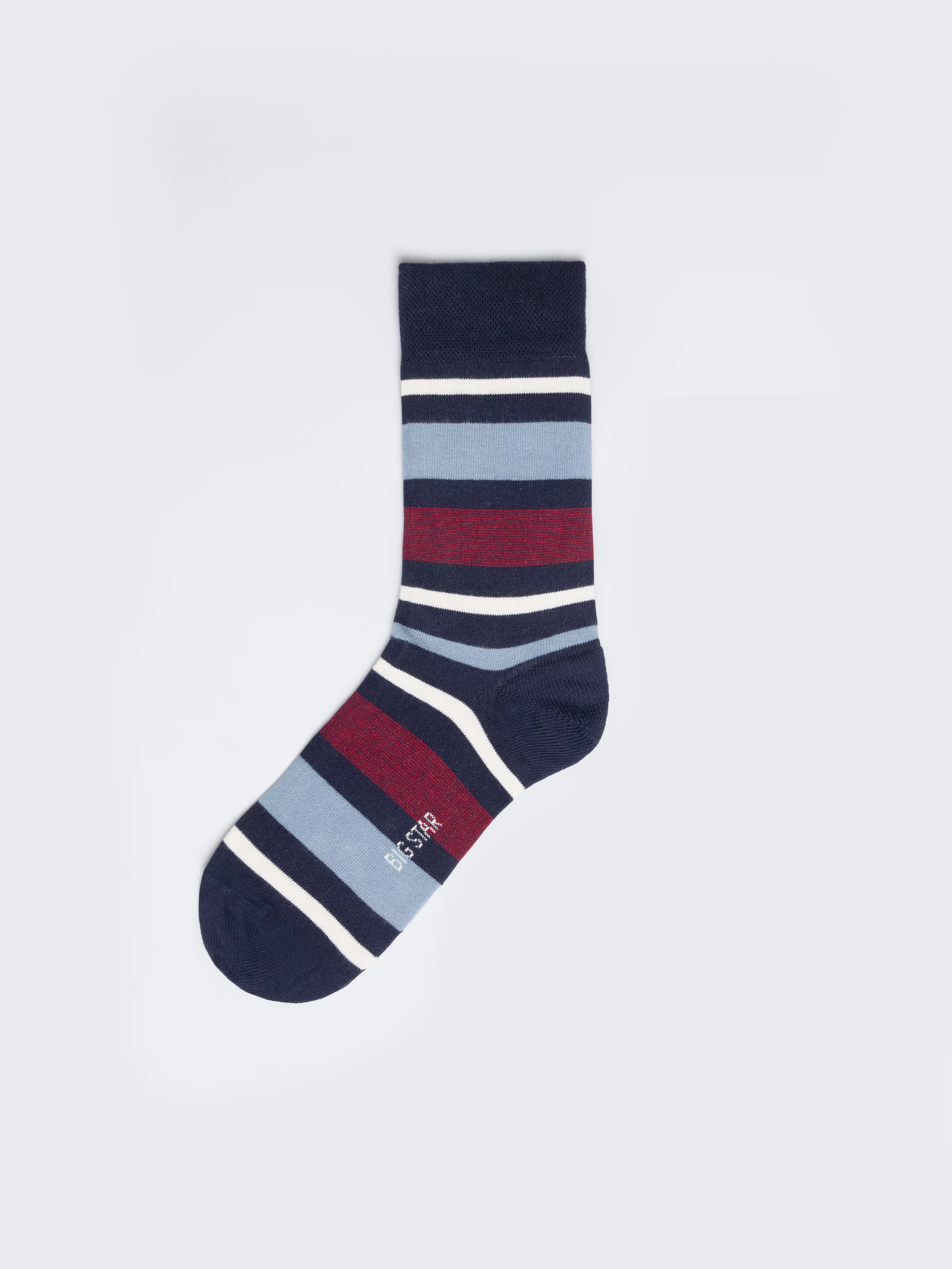 Skarpety męskie długie w kolorowe paski granatowe Ismael 403