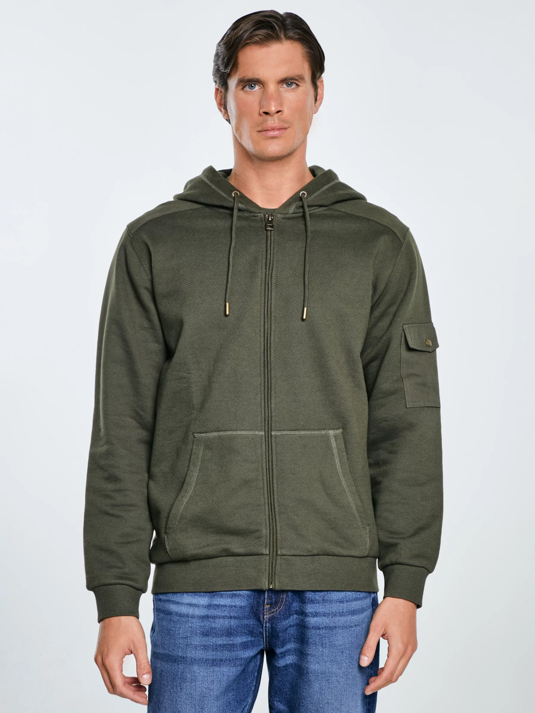 Bluza męska rozpinana z kapturem khaki Jagmur 303