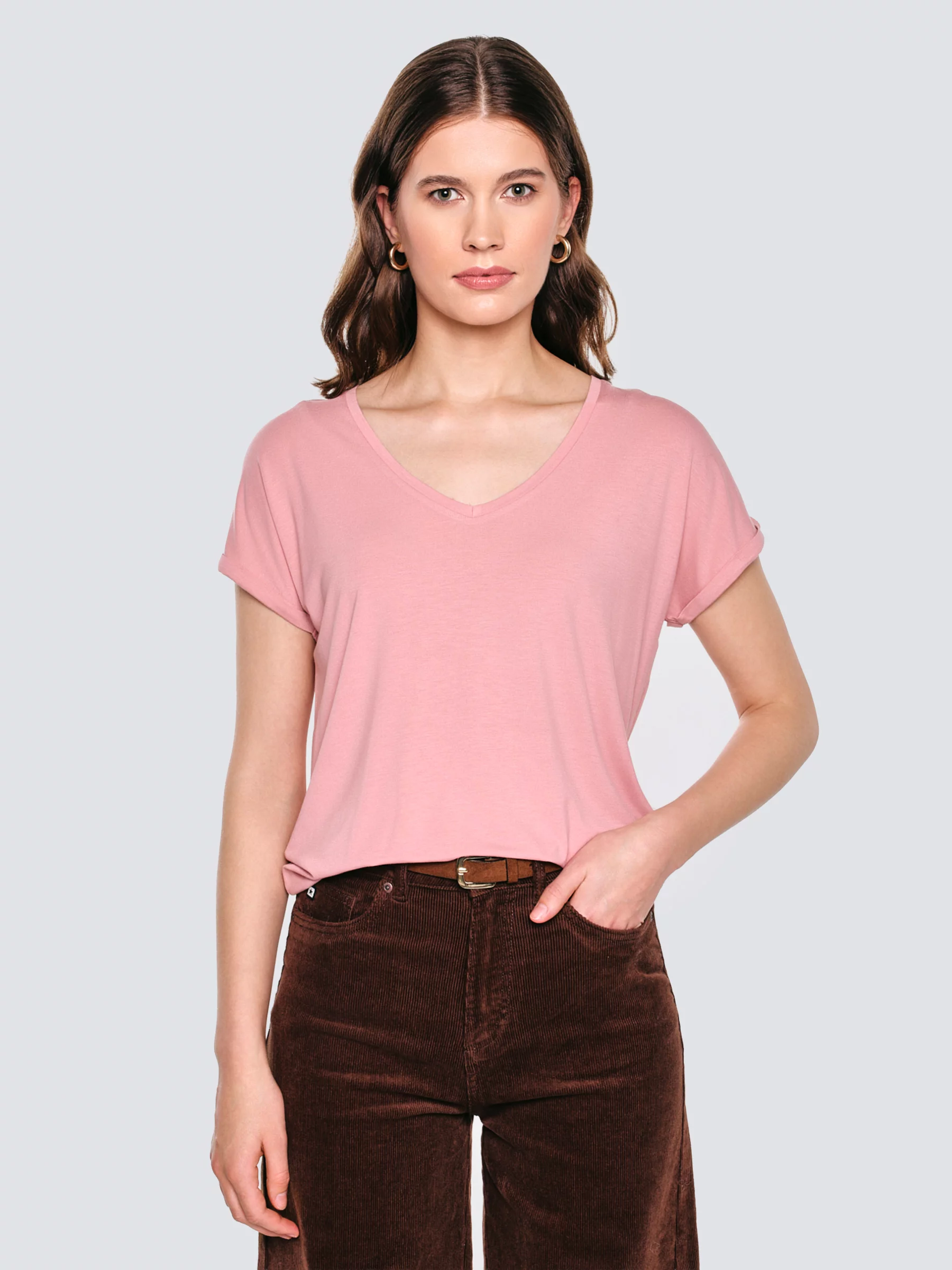 Koszulka damska o luźnym kroju różowa Valeria 601