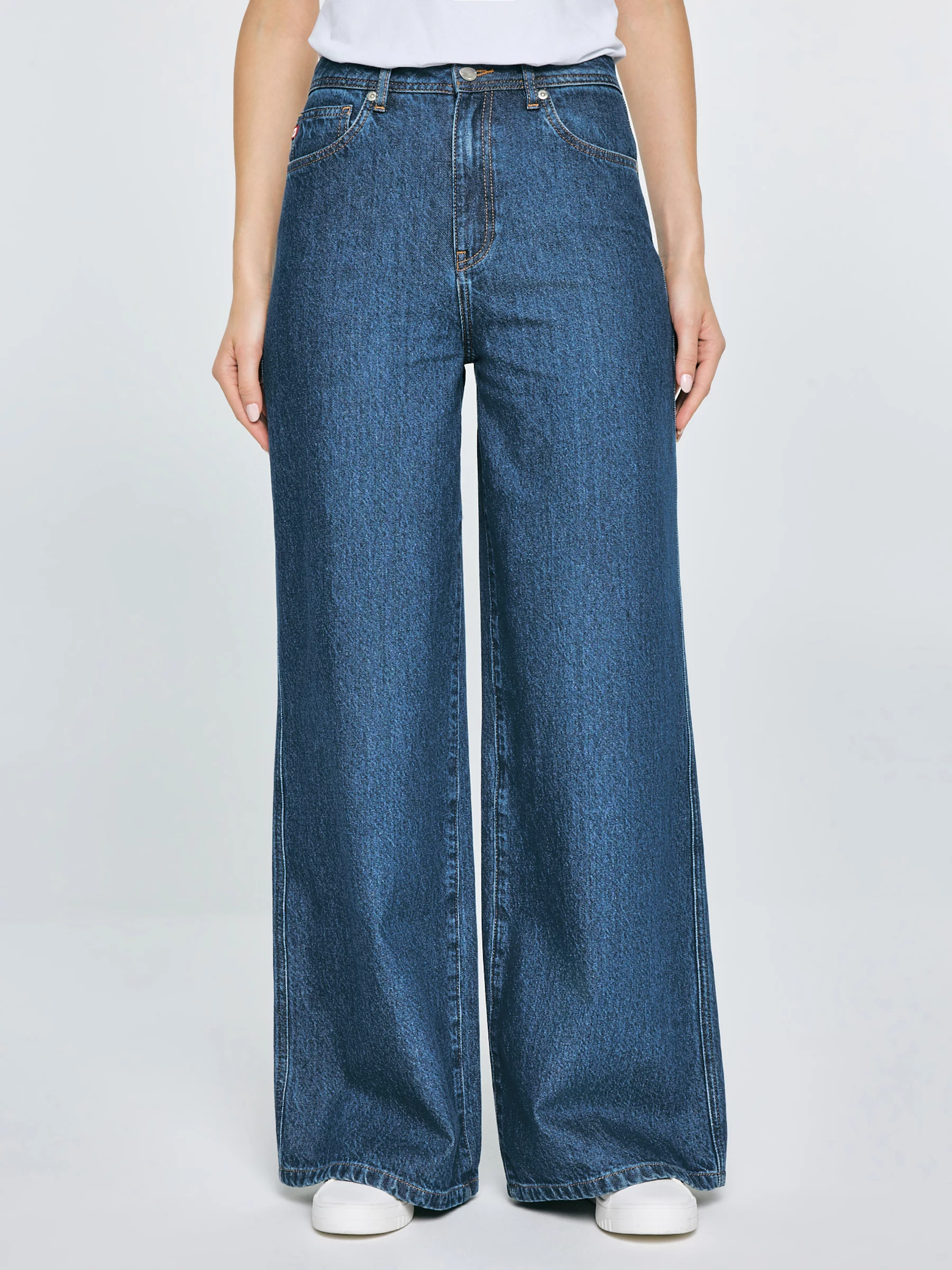 Jeansy damskie z szeroką nogawką granatowe Emily 532