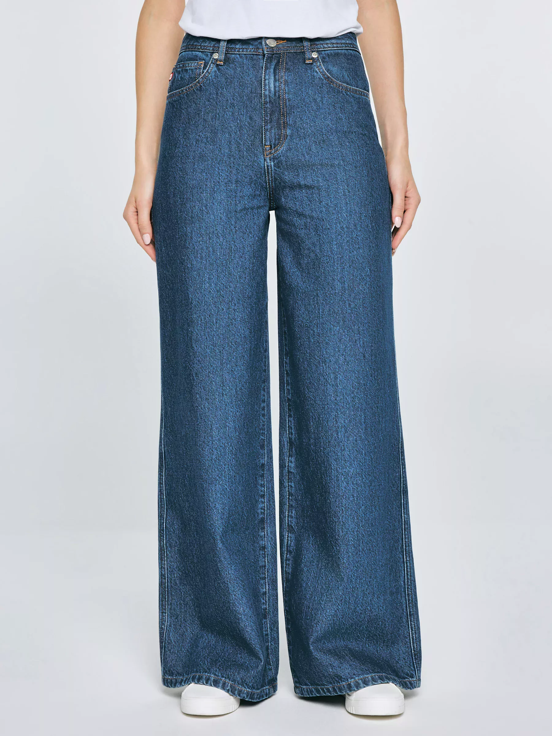 Jeansy damskie z szeroką nogawką granatowe Emily 532